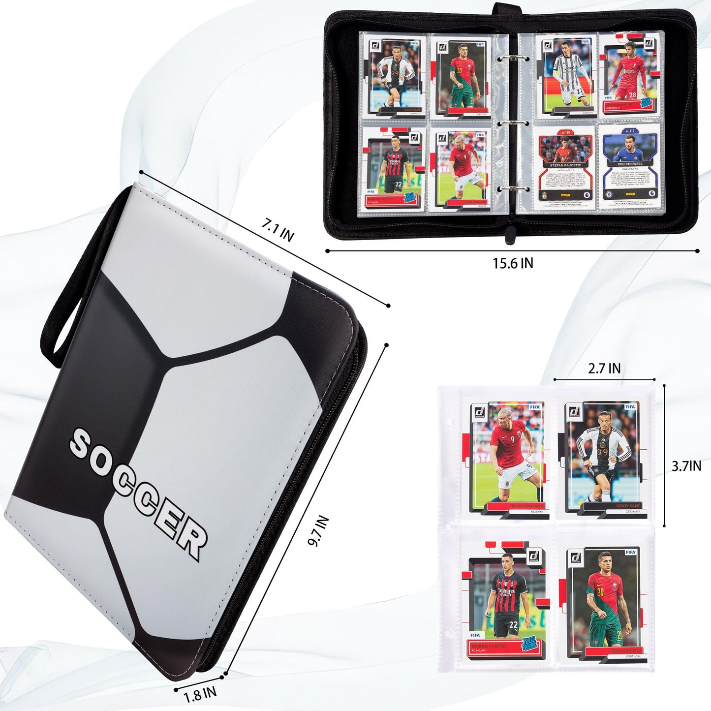 CDROPS Card Binder – 400 Cards, 50 Removable Pages, 3-Ring Binder for Soccer, MTG & TCG (Black)