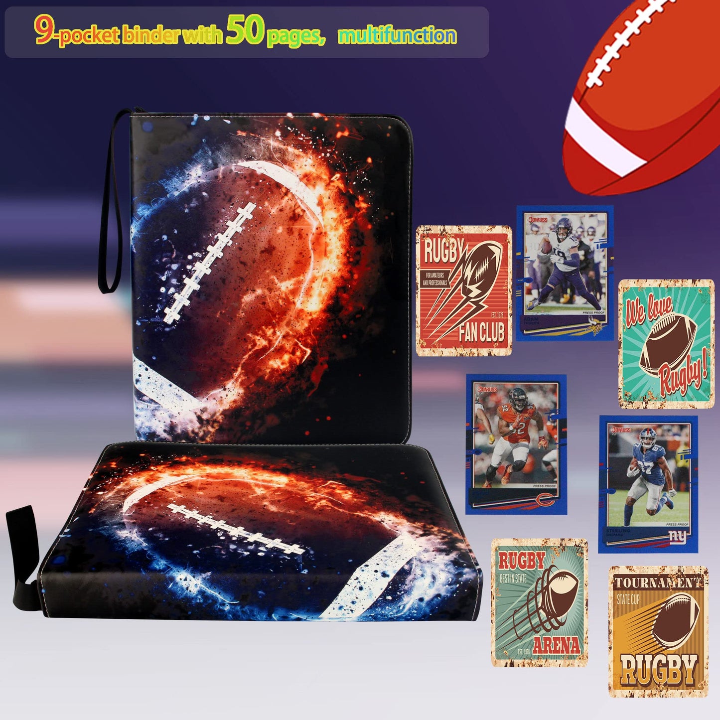 CDROPS Card Binder for Football, MTG & TCG — 900 Cards, 50 Removable Pages