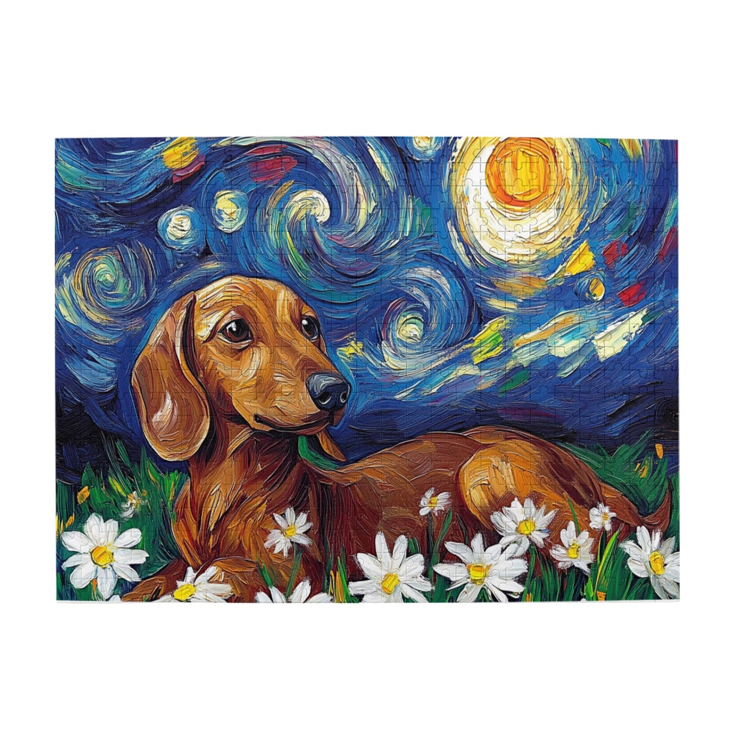 CDSASHCA Puzzle 500 Pieces – Dachshunds Under Bright Stars | Wooden Puzzle for Relaxation