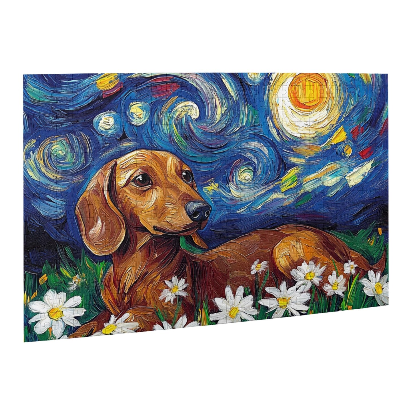 CDSASHCA Puzzle 500 Pieces – Dachshunds Under Bright Stars | Wooden Puzzle for Relaxation