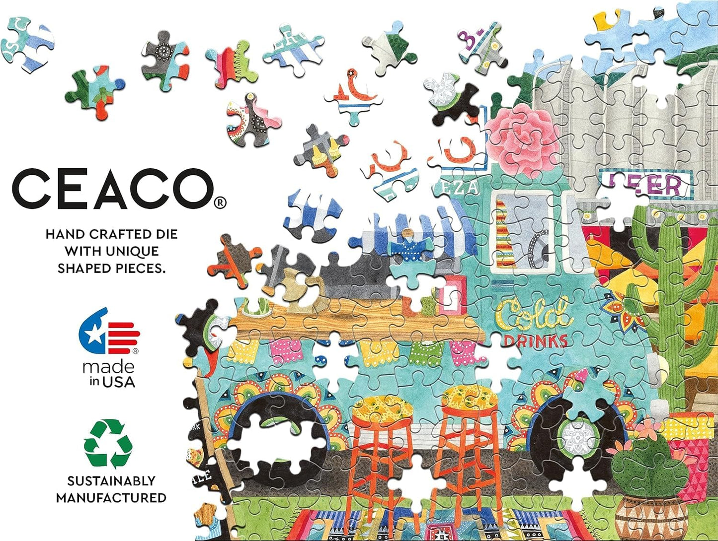 Ceaco Food Trucks Taco Truck 500 Piece Jigsaw Puzzle – Vibrant Fiesta Scene for Adults & Teens