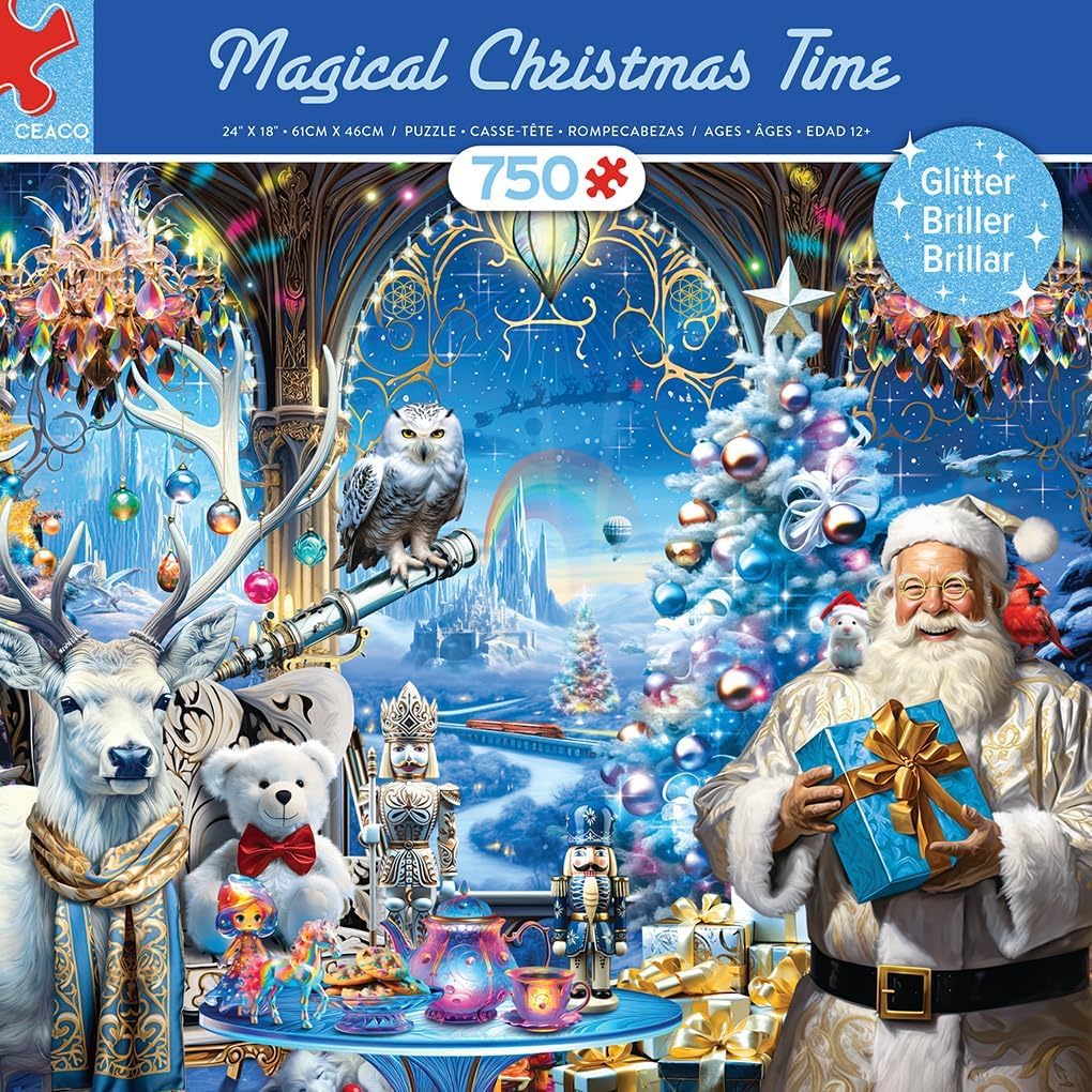 Ceaco Glitter Magical Christmas Time 750-Piece Jigsaw Puzzle | Family Holiday Fun