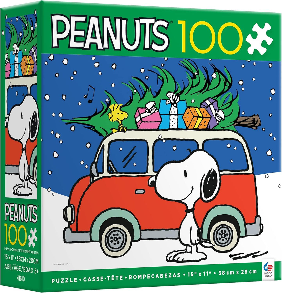 Ceaco Peanuts Peace and Presents 100-Piece Holiday Jigsaw Puzzle – Made in the USA
