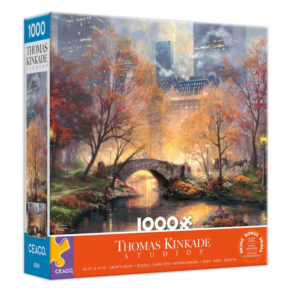 Ceaco Thomas Kinkade Central Park in Fall 1000-Piece Puzzle | Colorful Jigsaw for Adults