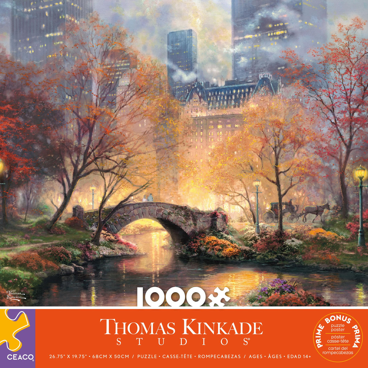 Ceaco Thomas Kinkade Central Park in Fall 1000-Piece Puzzle | Colorful Jigsaw for Adults
