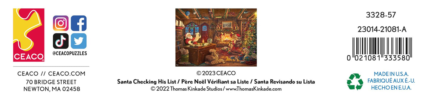 Ceaco Thomas Kinkade Holiday Santa Checking His List 1000-Piece Puzzle