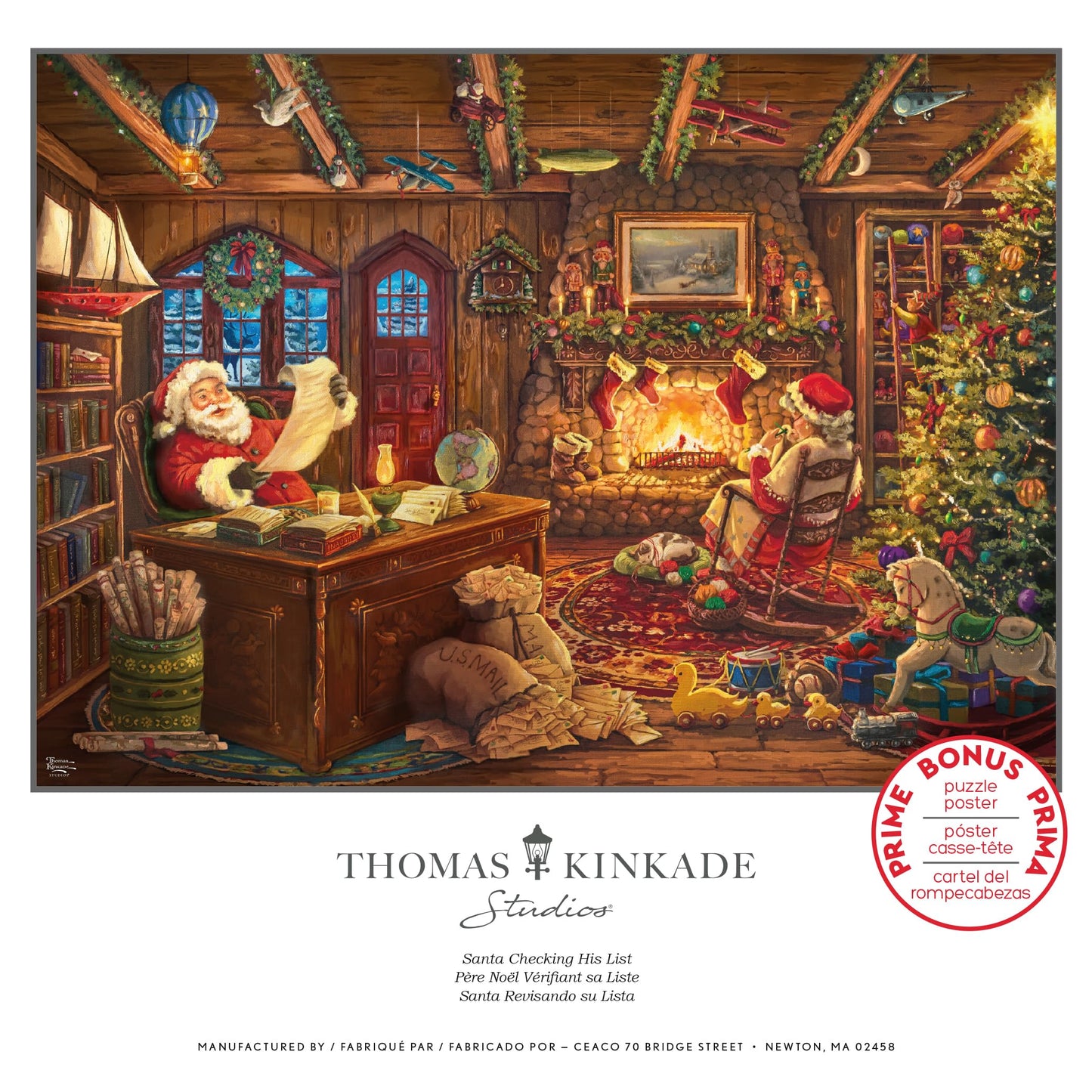 Ceaco Thomas Kinkade Holiday Santa Checking His List 1000-Piece Puzzle