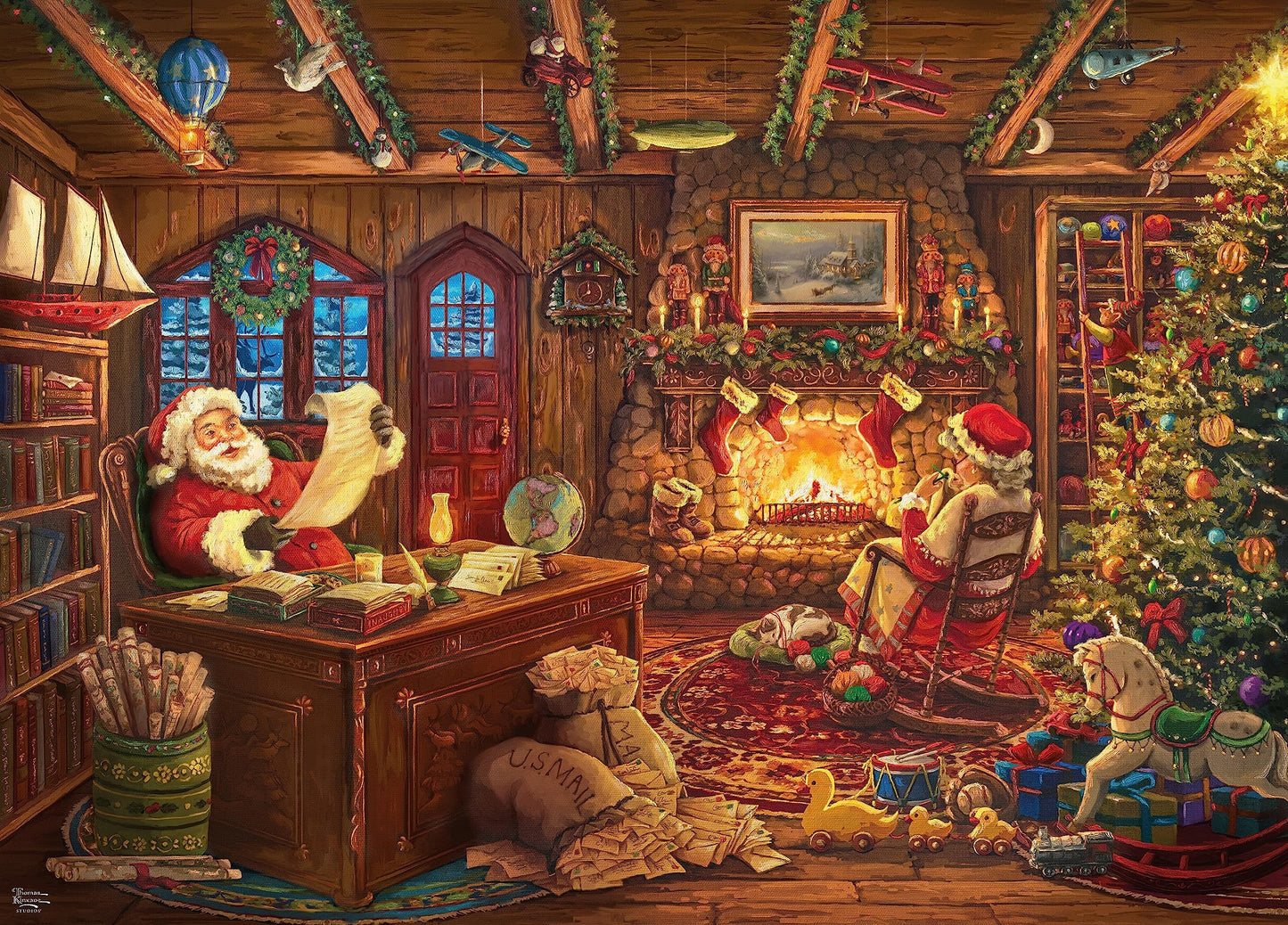 Ceaco Thomas Kinkade Holiday Santa Checking His List 1000-Piece Puzzle