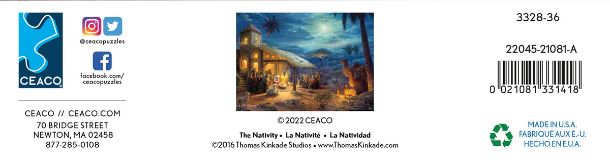 Ceaco Thomas Kinkade Holiday Nativity 1000-Piece Jigsaw Puzzle | Made in USA