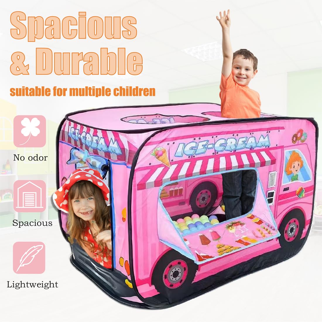 Cecailin Pop Up Ice Cream Truck Tent for Kids – Large Indoor/Outdoor Play Shop