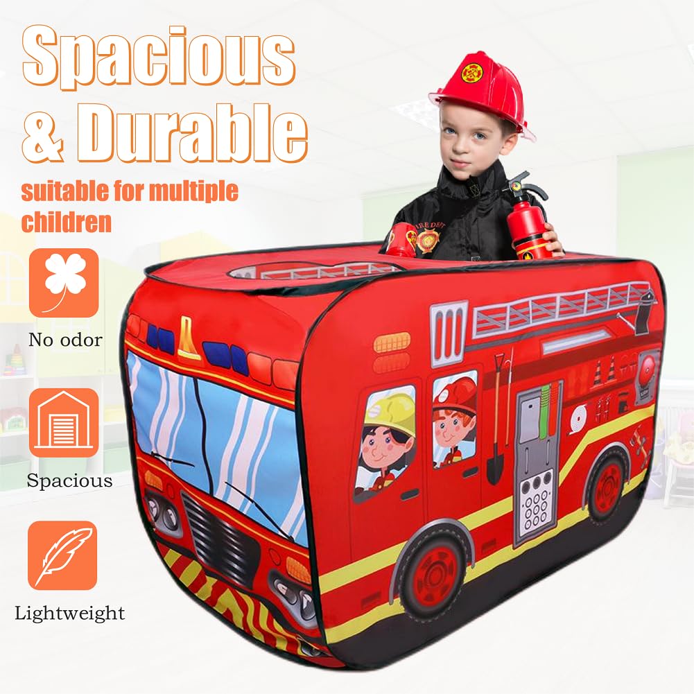 Cecailin Pop Up Fire Truck Tent for Kids – Large, Easy Setup, Indoor & Outdoor Play