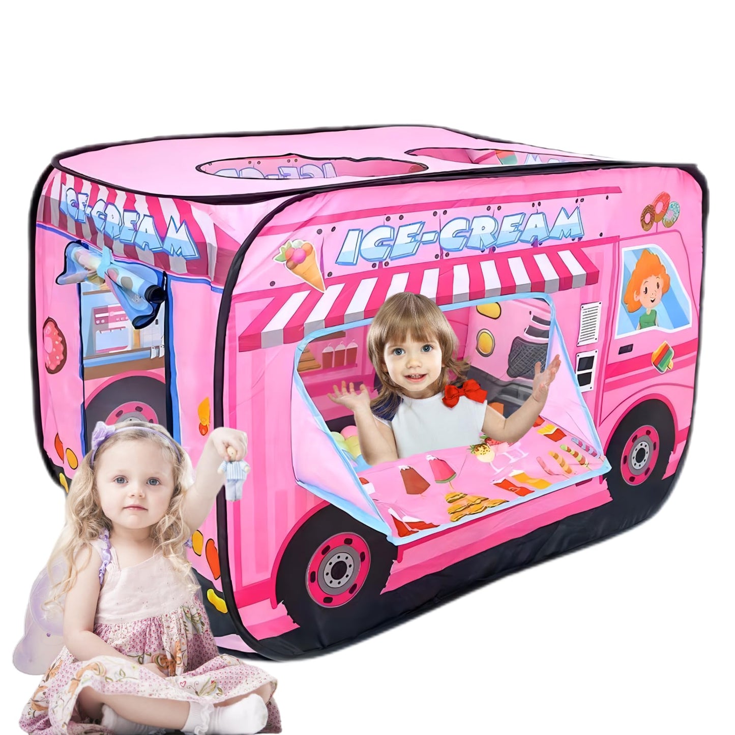 Cecailin Pop Up Ice Cream Truck Tent for Kids – Large Indoor/Outdoor Play Shop