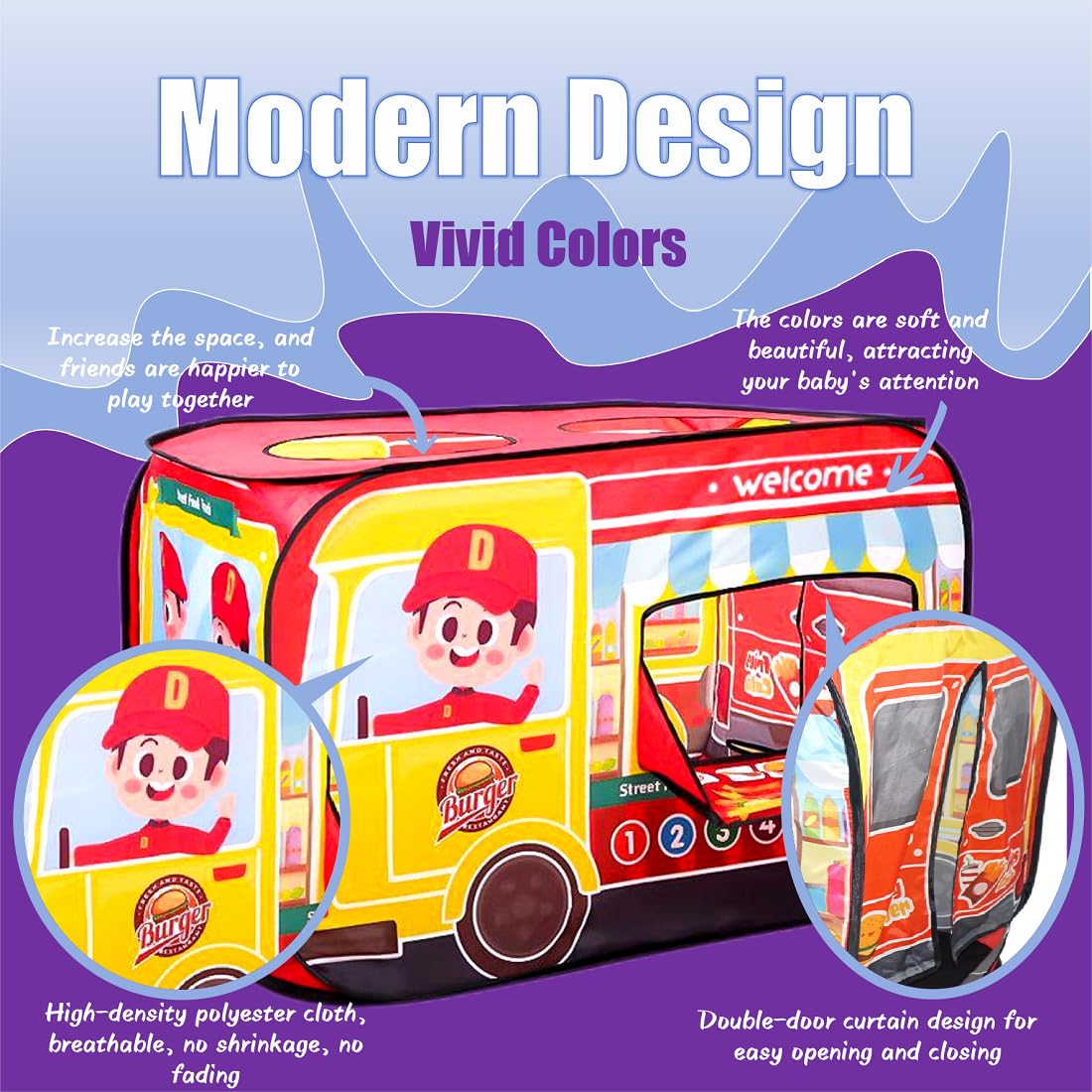 Cecailin Pop Up Kids Food Truck Tent – Large Indoor/Outdoor Play, Lemonade Stand for 2-3 Kids