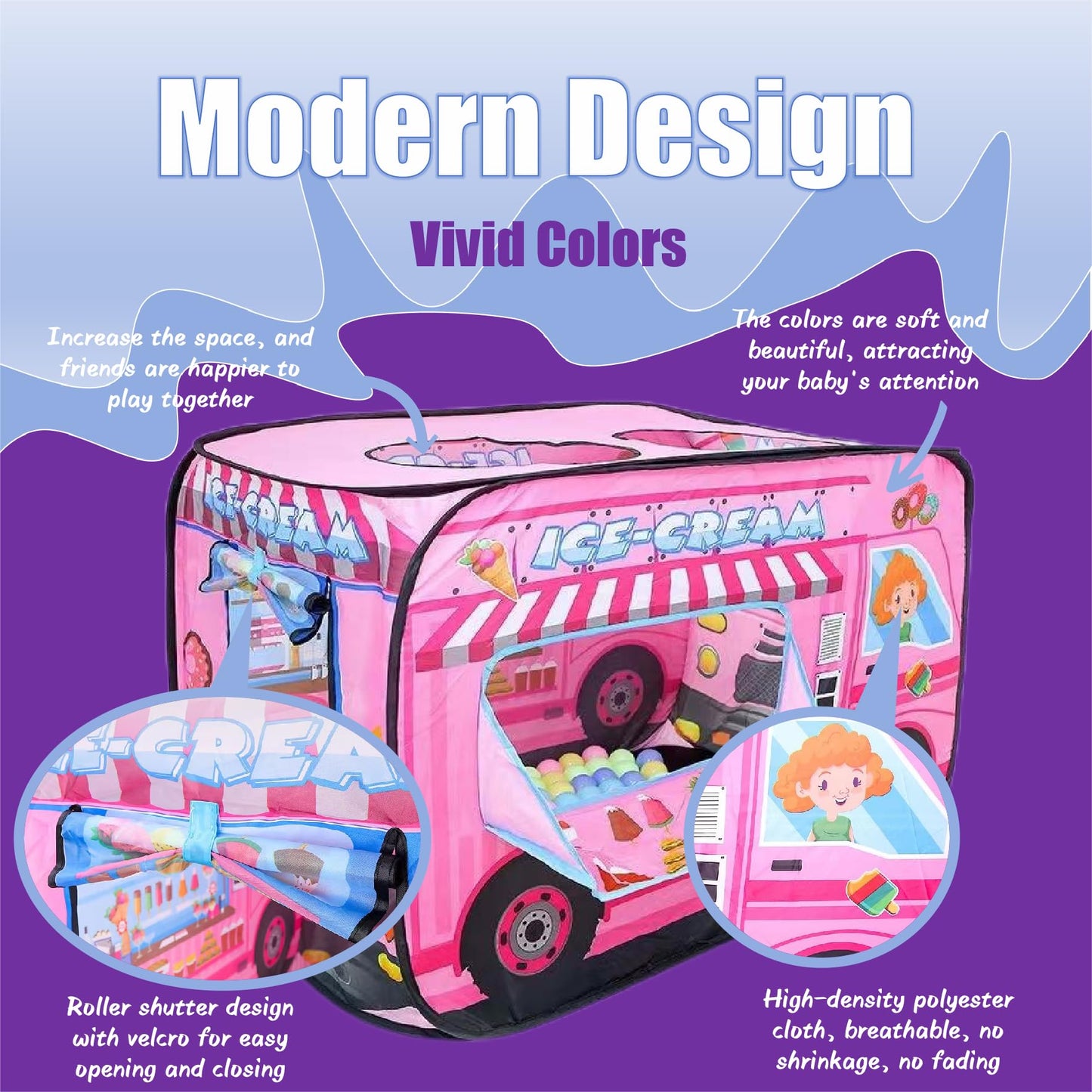 Cecailin Pop Up Ice Cream Truck Tent for Kids – Large Indoor/Outdoor Play Shop