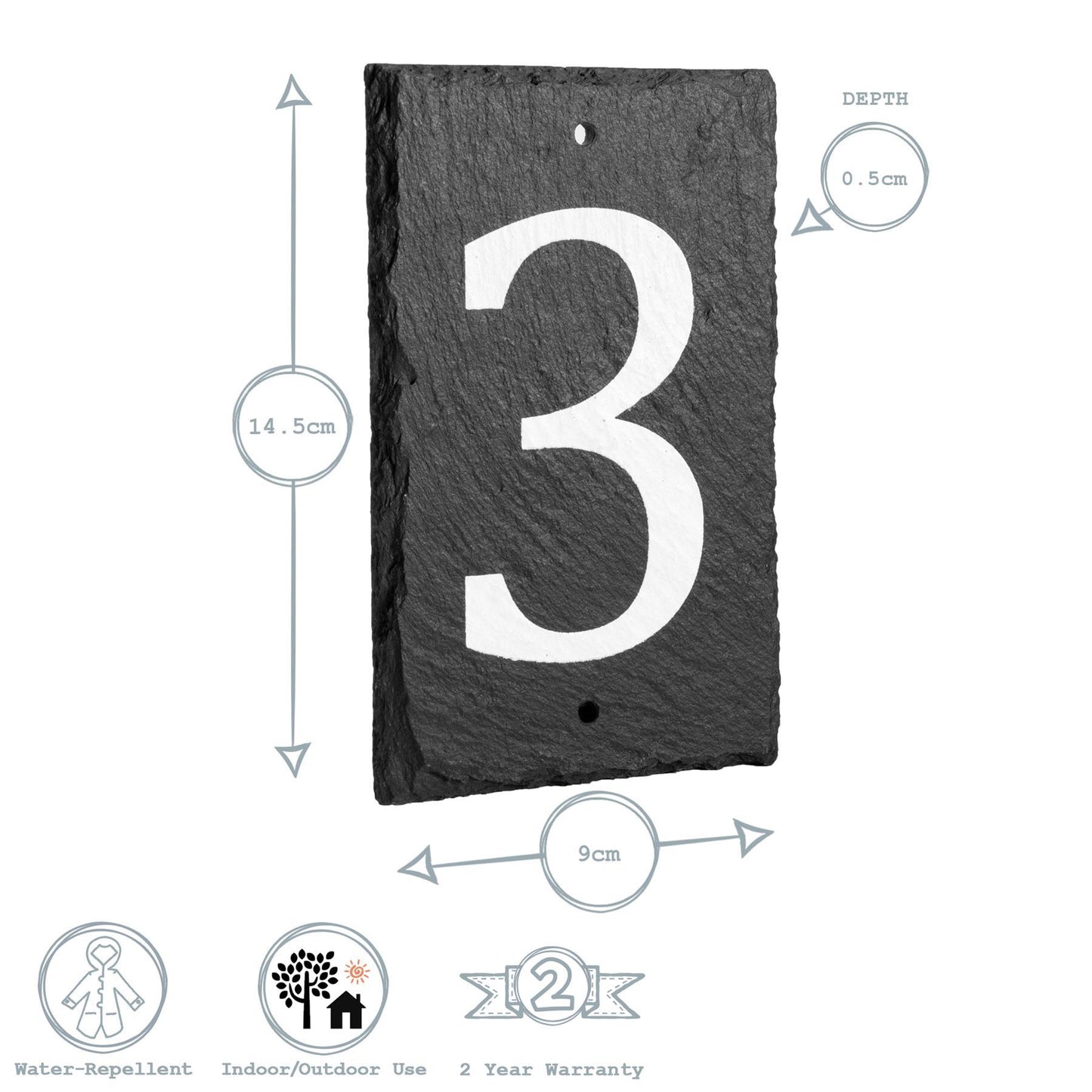Number 3 Slate House Sign