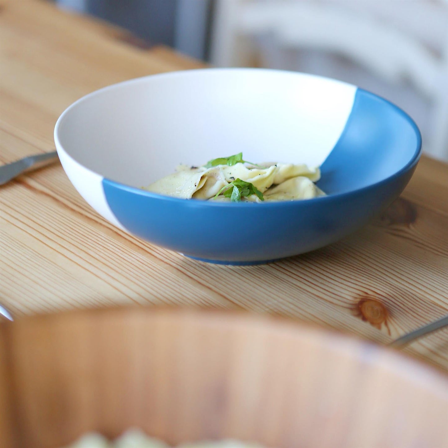Colour Block Stoneware Pasta Bowl - 20.5cm
