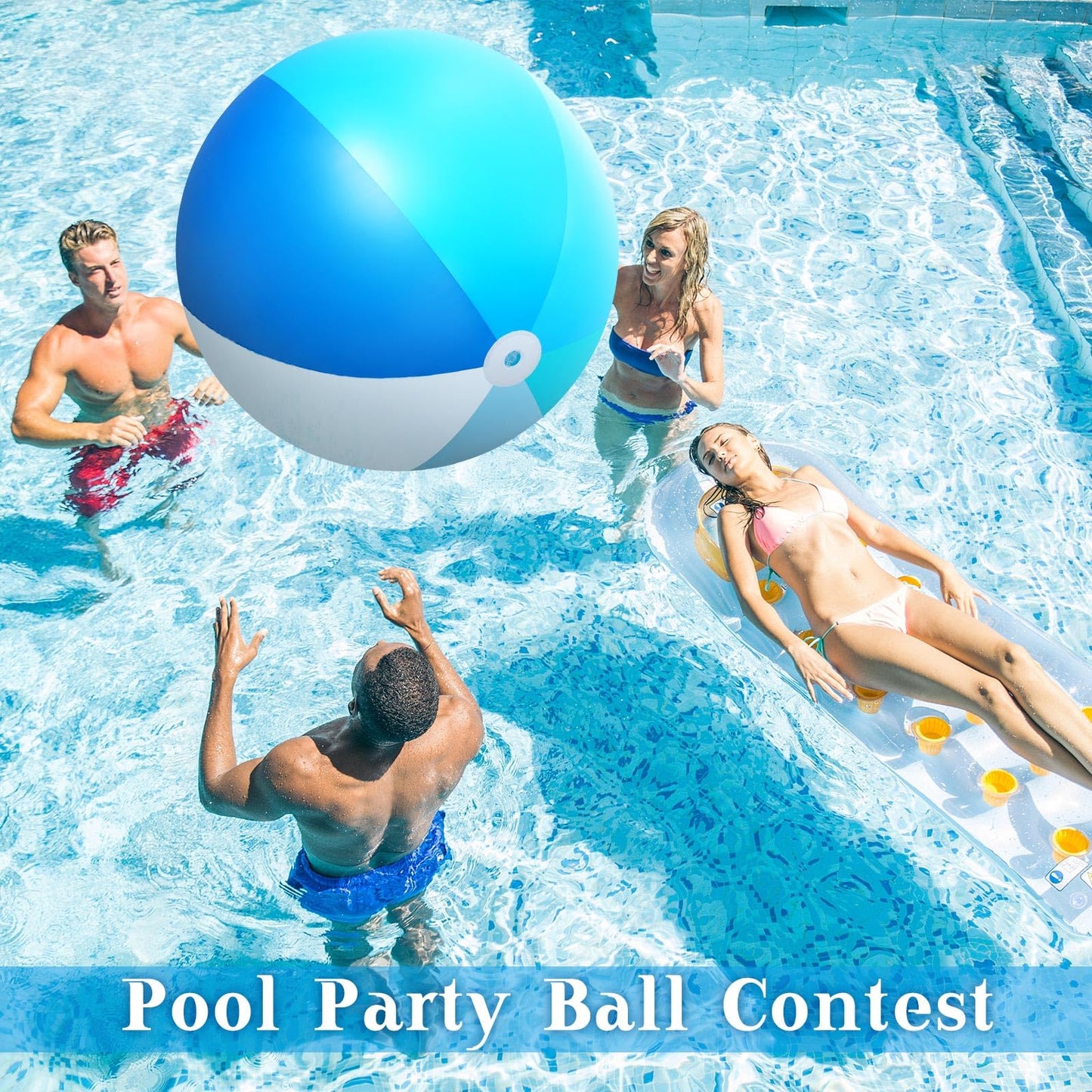 Ceenna 2 Pcs 60-Inch Giant Beach Ball | Large Inflatable Pool Toy for Adults & Kids – Blue (Classic)