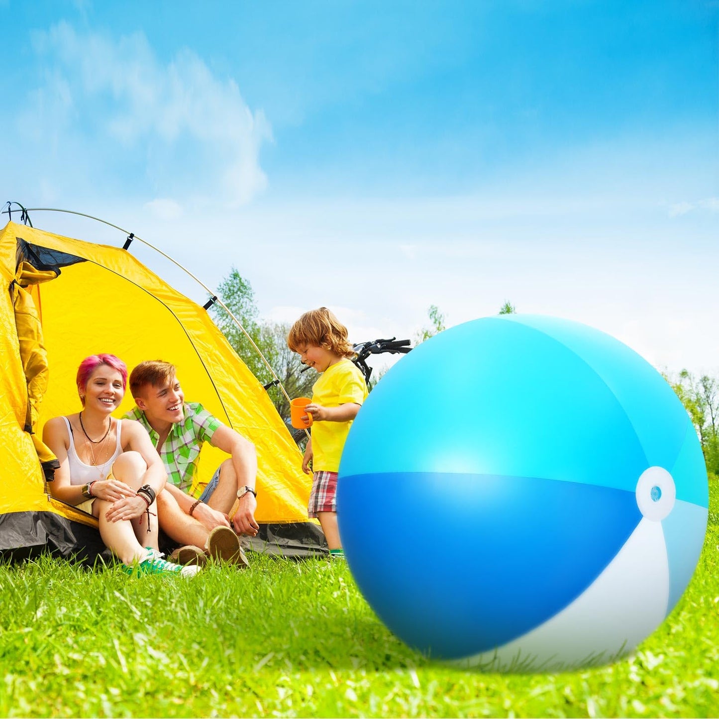 Ceenna 2 Pcs 60-Inch Giant Beach Ball | Large Inflatable Pool Toy for Adults & Kids – Blue (Classic)