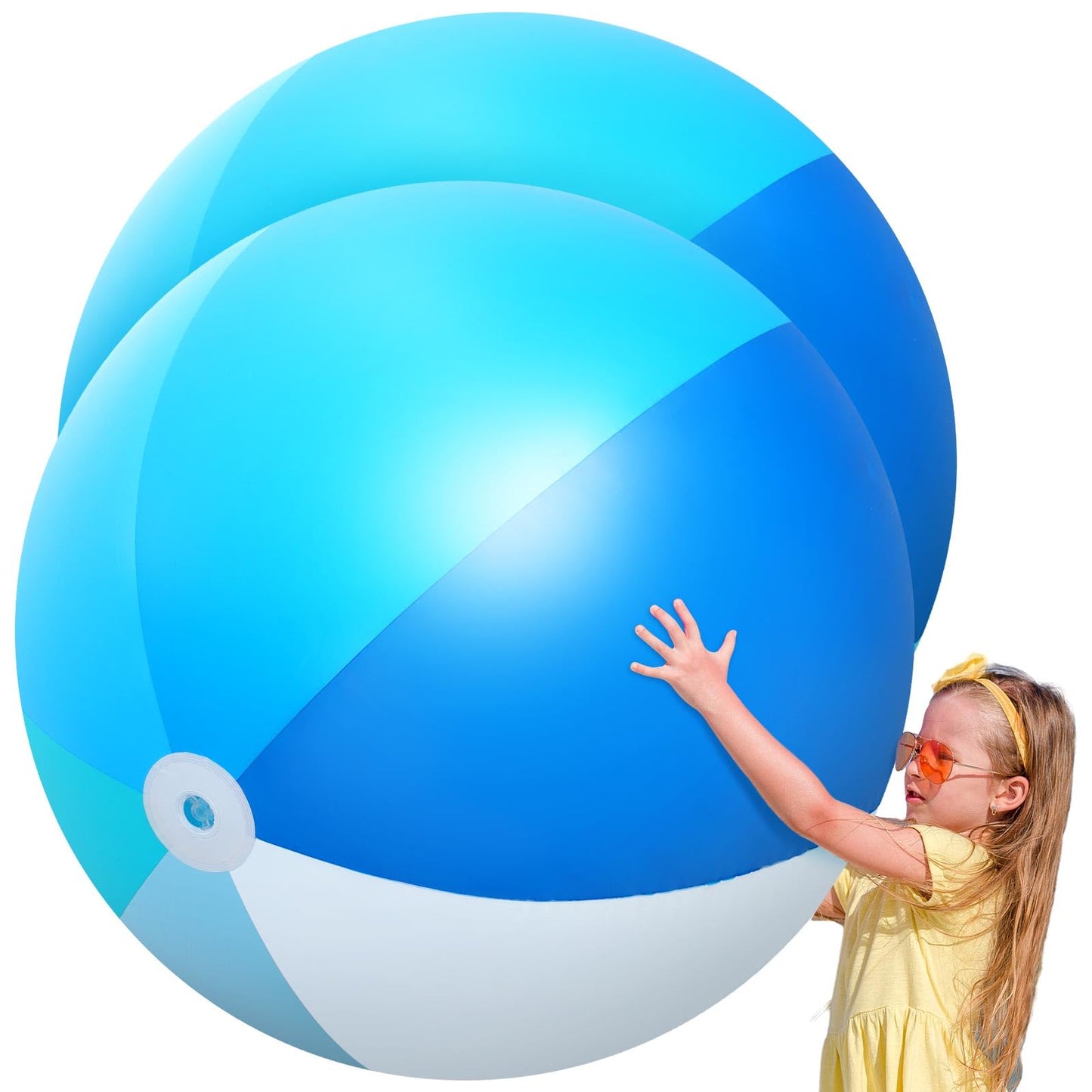 Ceenna 2 Pcs 60-Inch Giant Beach Ball | Large Inflatable Pool Toy for Adults & Kids – Blue (Classic)