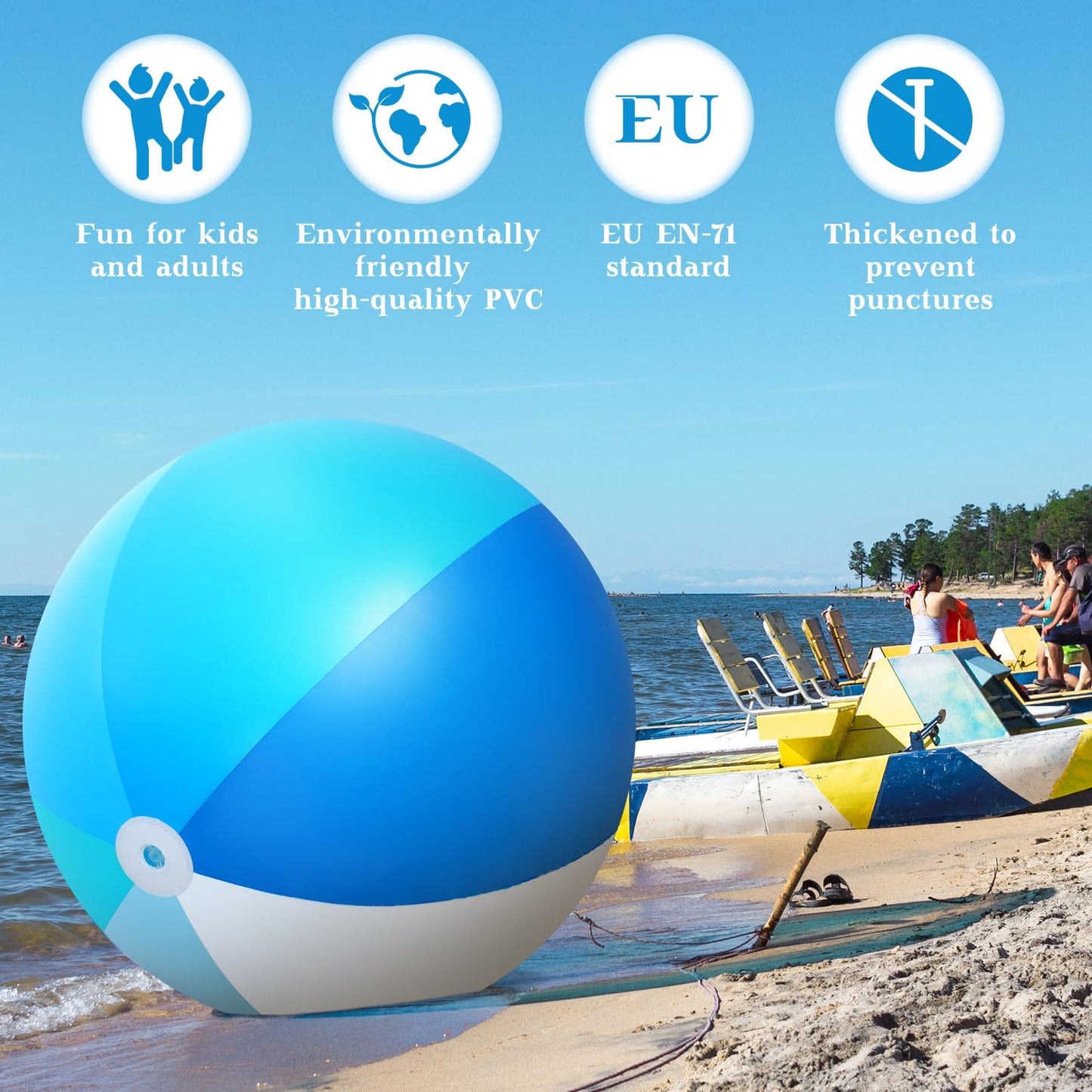 Ceenna 2 Pcs 60-Inch Giant Beach Ball | Large Inflatable Pool Toy for Adults & Kids – Blue (Classic)