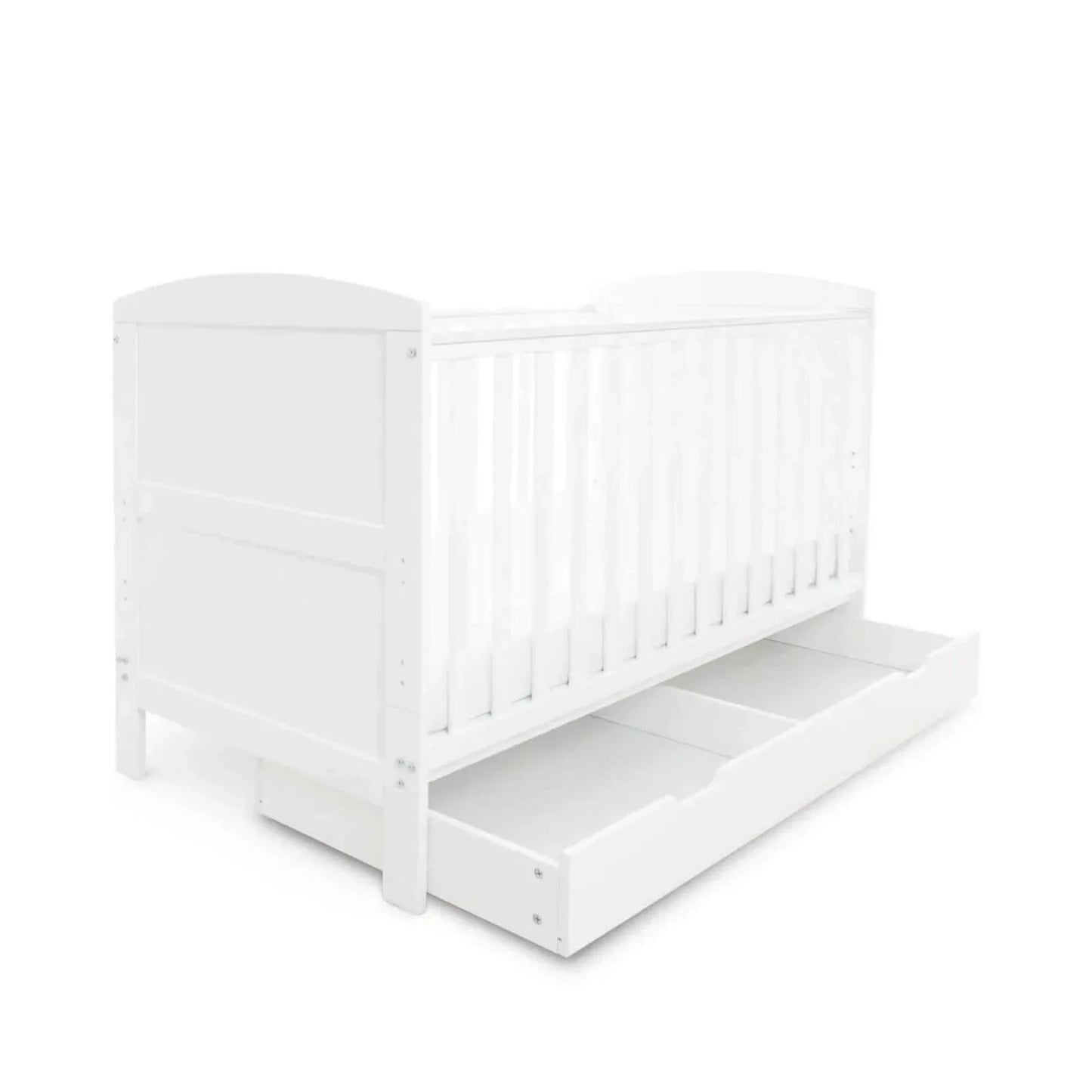 Ickle Bubba Coleby Classic Cot Bed & Under Drawer White - Premium Sprung Mattress