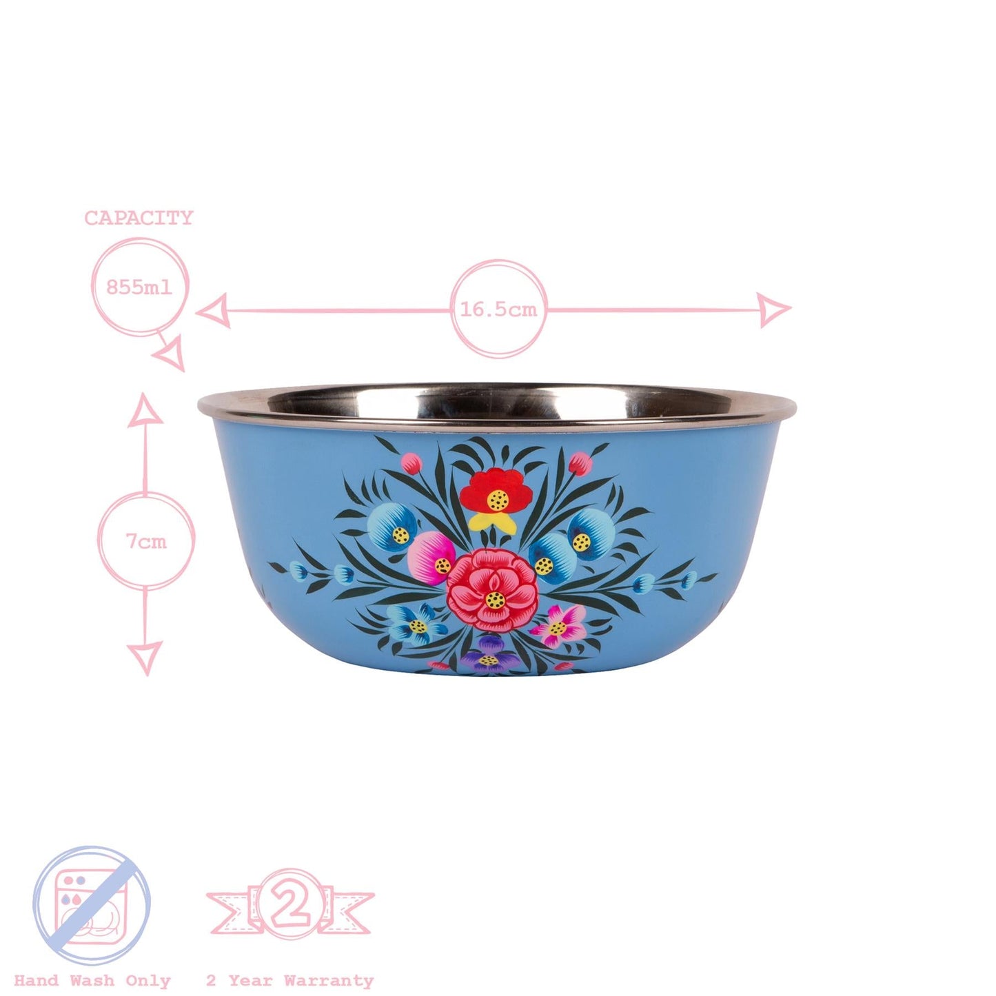 3pc Pansy Stainless Steel Picnic Bowl Set