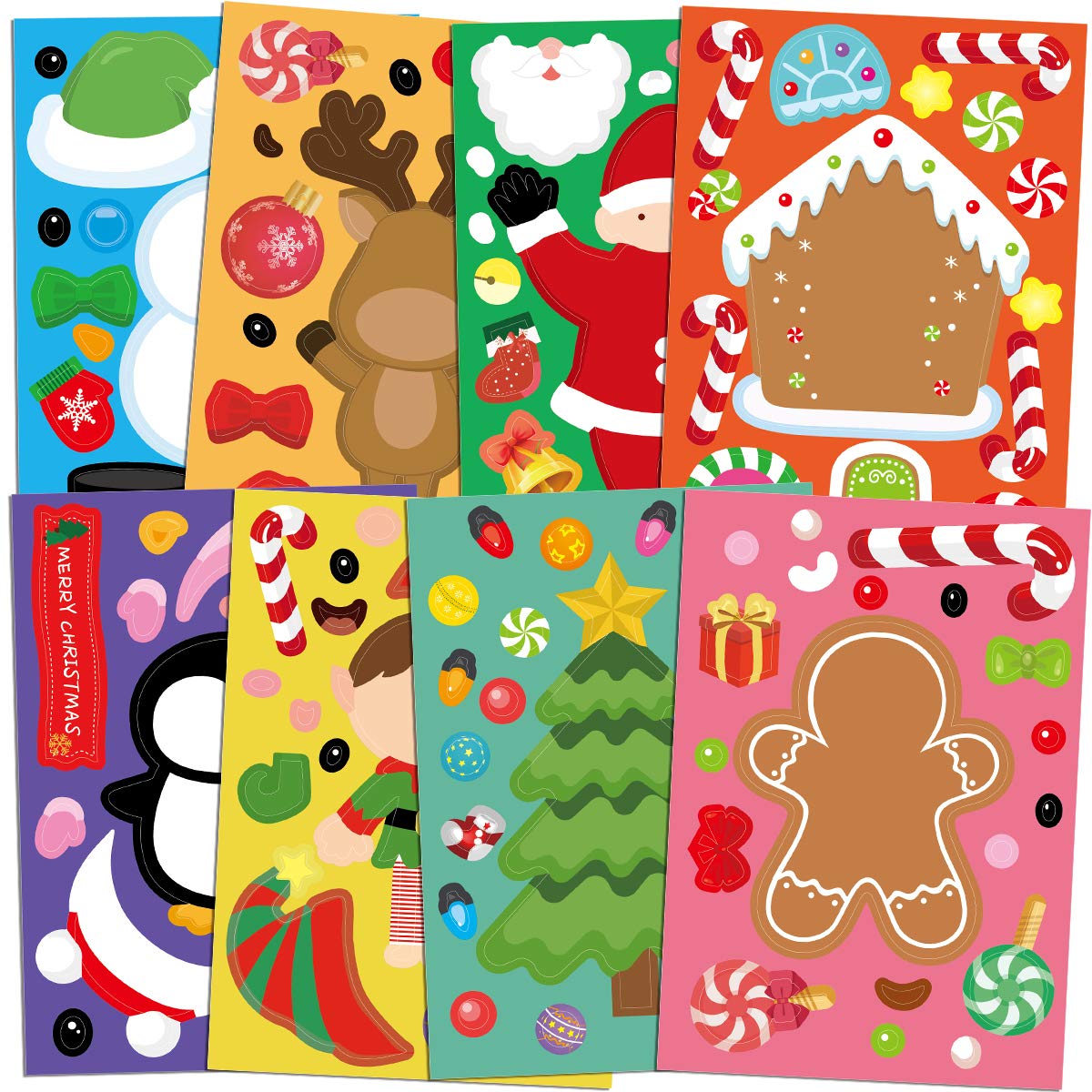 Ceiba Tree 48 Pcs Christmas Sticker Sheets | DIY Holiday Characters for Kids