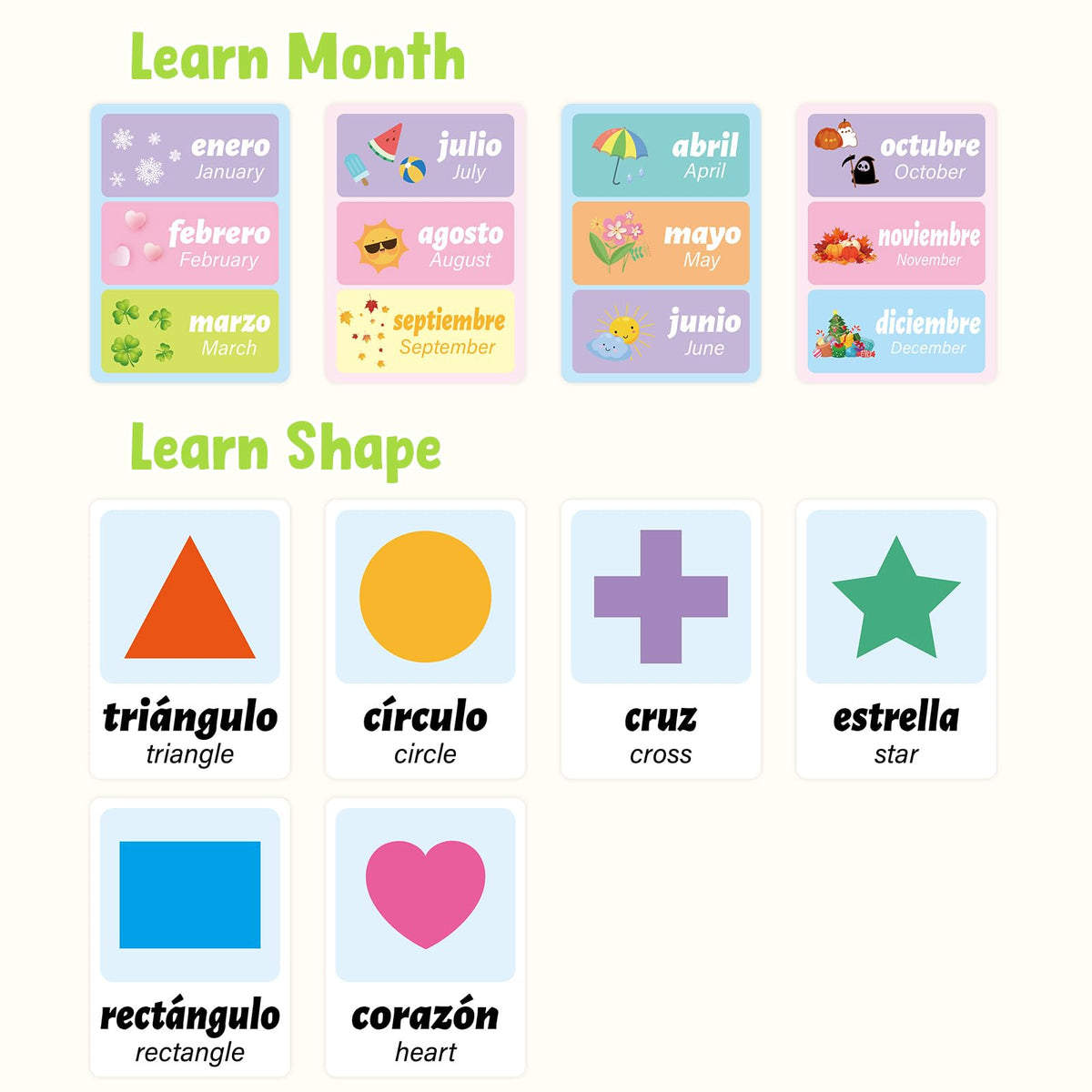 Ceiba Tree Spanish Flash Cards — 100 Pcs (English to Spanish), Verbs, Phrases & Colors