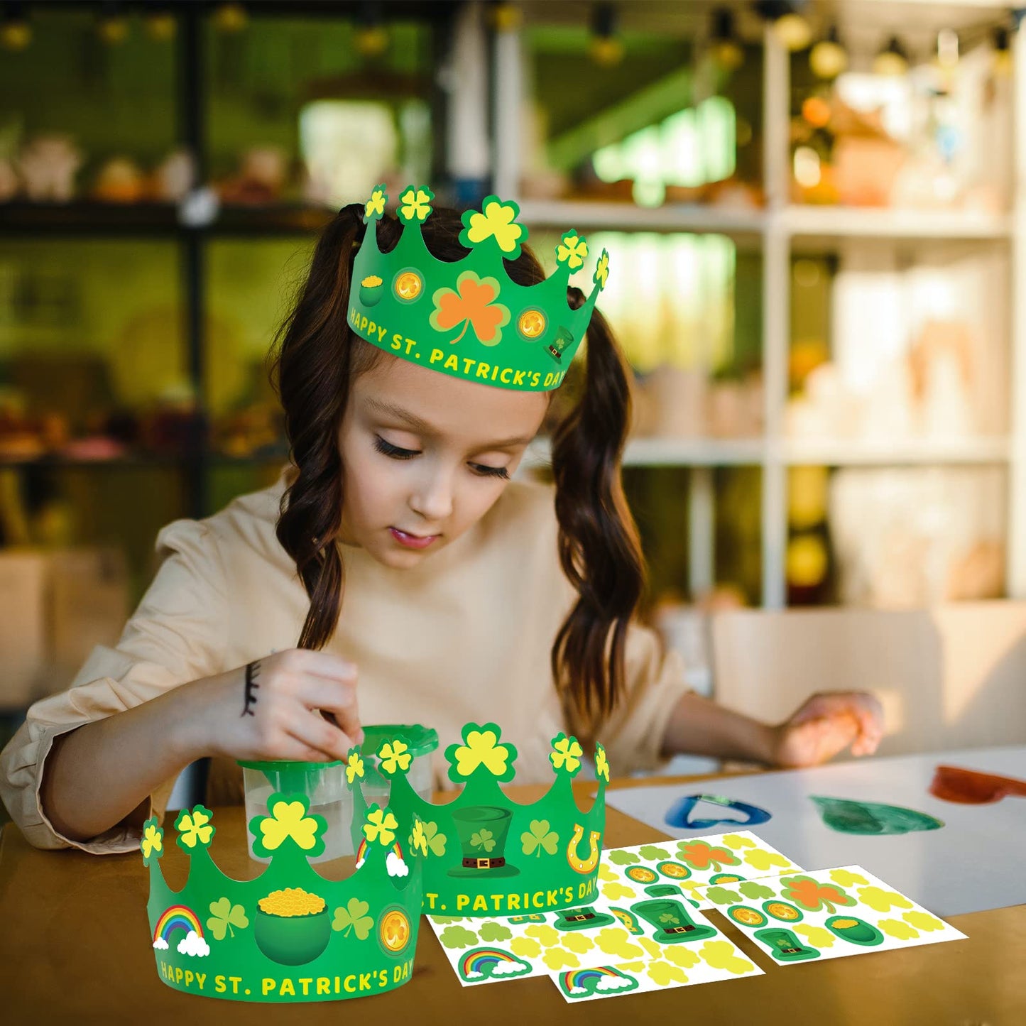 Ceiba Tree St. Patrick's Day Crown Crafts Kit – 24 Pack for Kids