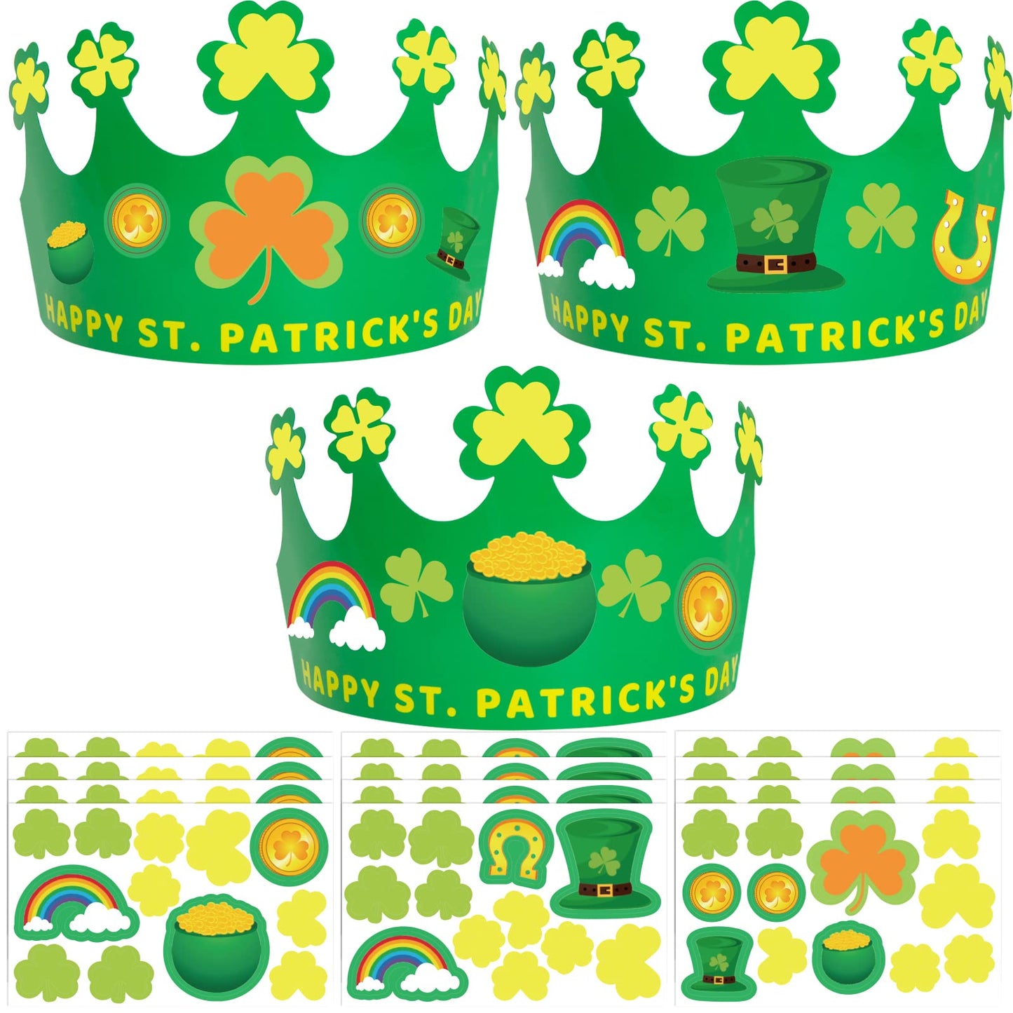 Ceiba Tree St. Patrick's Day Crown Crafts Kit – 24 Pack for Kids