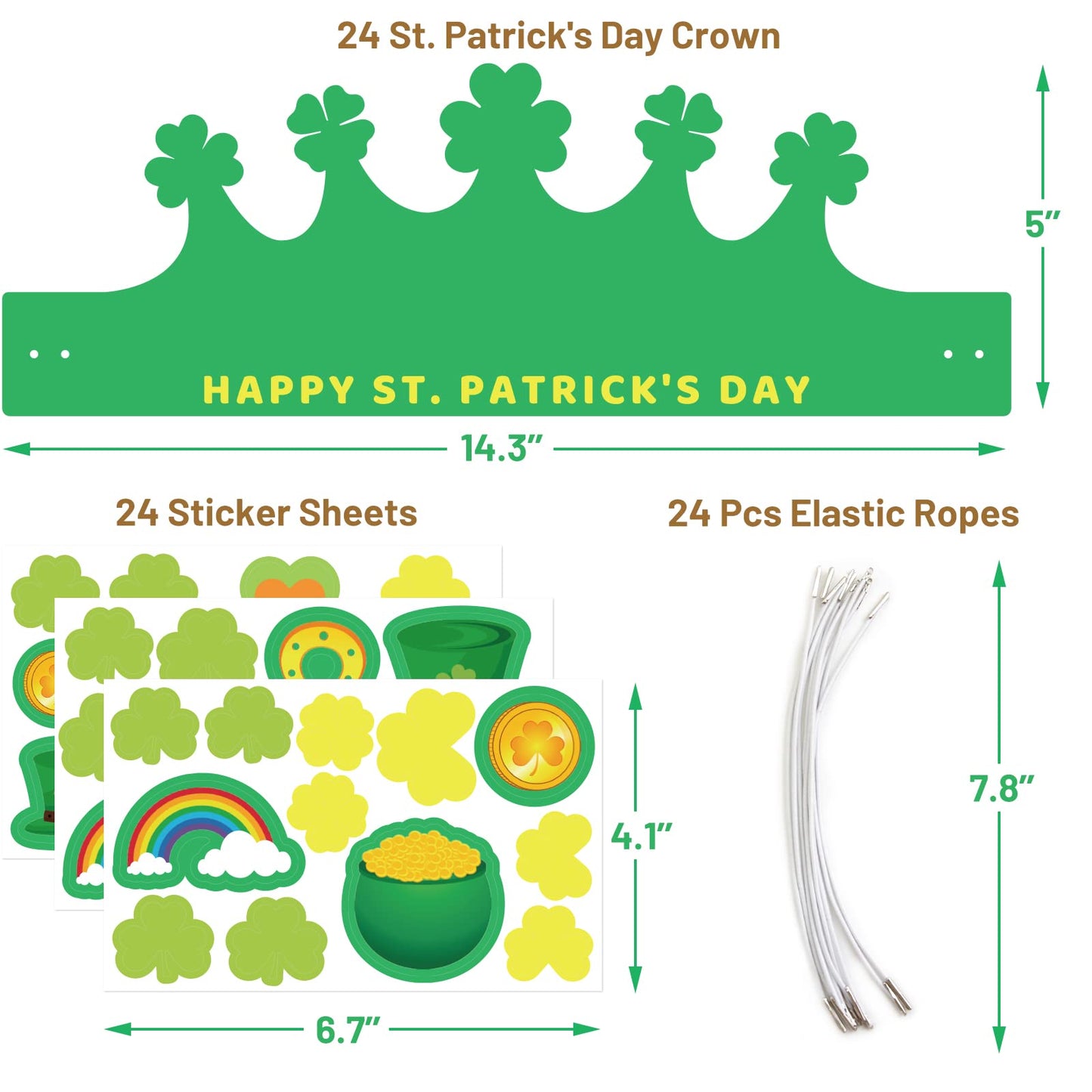 Ceiba Tree St. Patrick's Day Crown Crafts Kit – 24 Pack for Kids