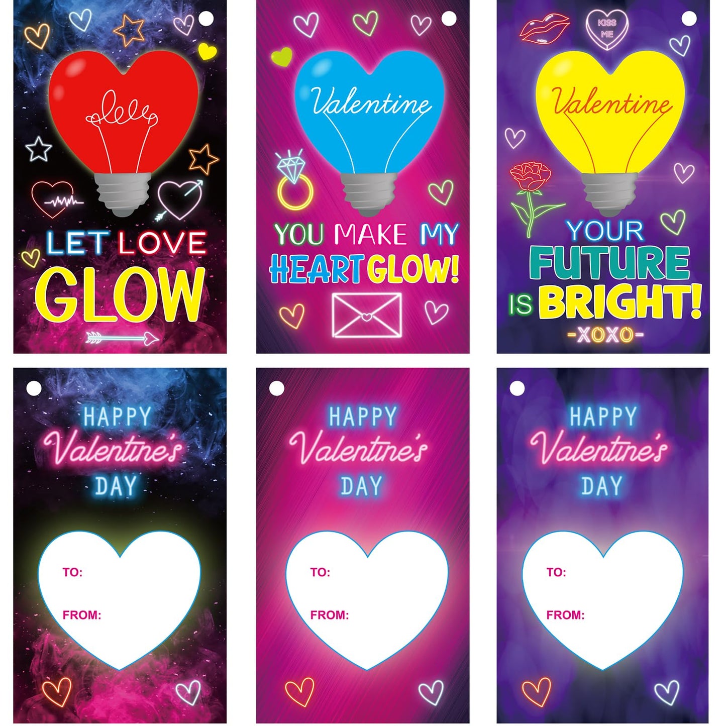 Ceiba Tree Valentines Glow Sticks Cards – 24 Pack for School Classroom Gifts