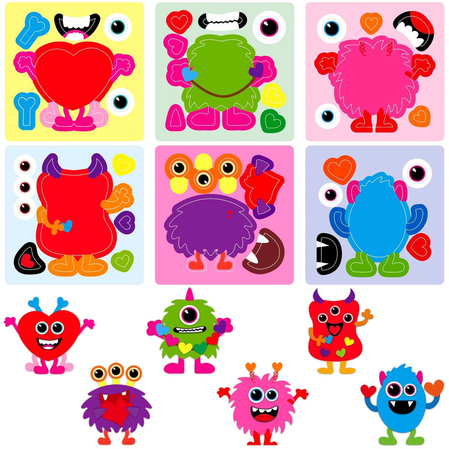 Ceiba Tree Valentines Day Monster Stickers – Make Your Own Monster Scene Roll (200 pcs)