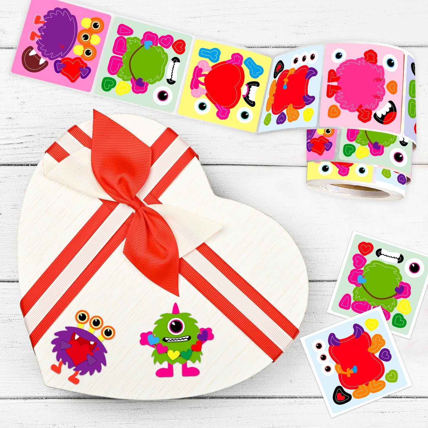 Ceiba Tree Valentines Day Monster Stickers – Make Your Own Monster Scene Roll (200 pcs)