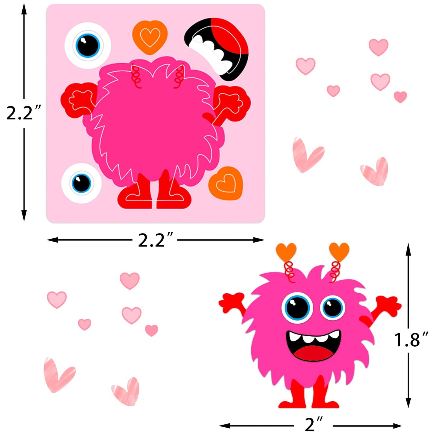 Ceiba Tree Valentines Day Monster Stickers – Make Your Own Monster Scene Roll (200 pcs)
