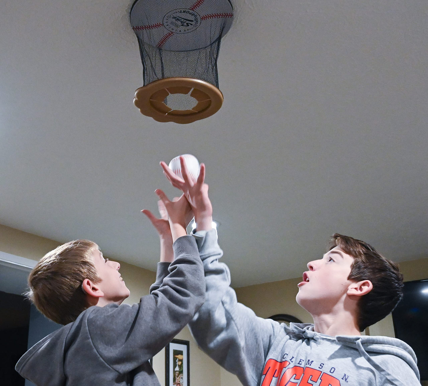 Ceiling Strike Indoor Ceiling Baseball Toy Set by CEILING SPORT – Soft Backboard, Net, Mitt & Plush Balls (Gift Set)