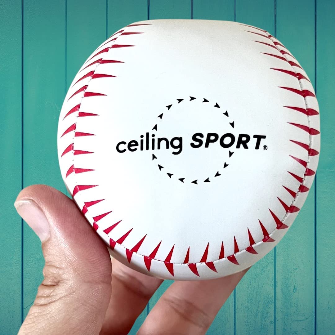 Ceiling Strike Indoor Ceiling Baseball Toy Set by CEILING SPORT – Soft Backboard, Net, Mitt & Plush Balls (Gift Set)