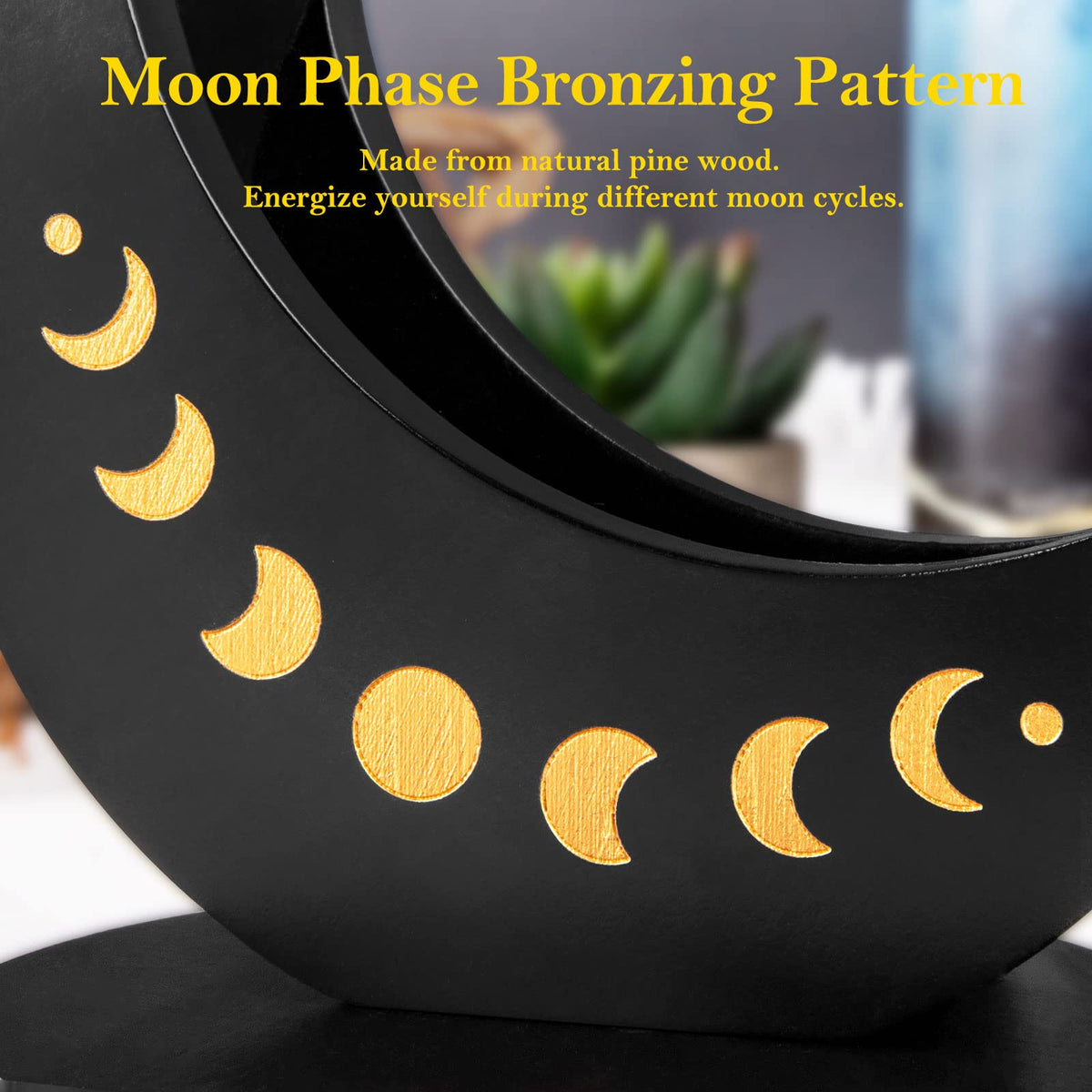 Ceiner Tarot Deck Display Box with Moon Phase Stand – Wood Altar Organizer