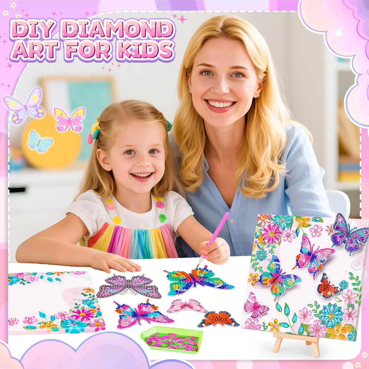 Celecstan Diamond Art Kits for Kids (Ages 8-12) | Butterfly Diamond Art Craft Gift
