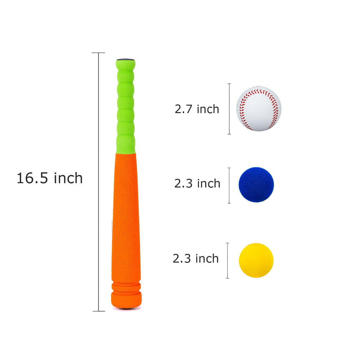 CeleMoon 16.5 Inch Soft Foam Baseball Bat Toy Set – 6 Balls for Safe Indoor Outdoor Play