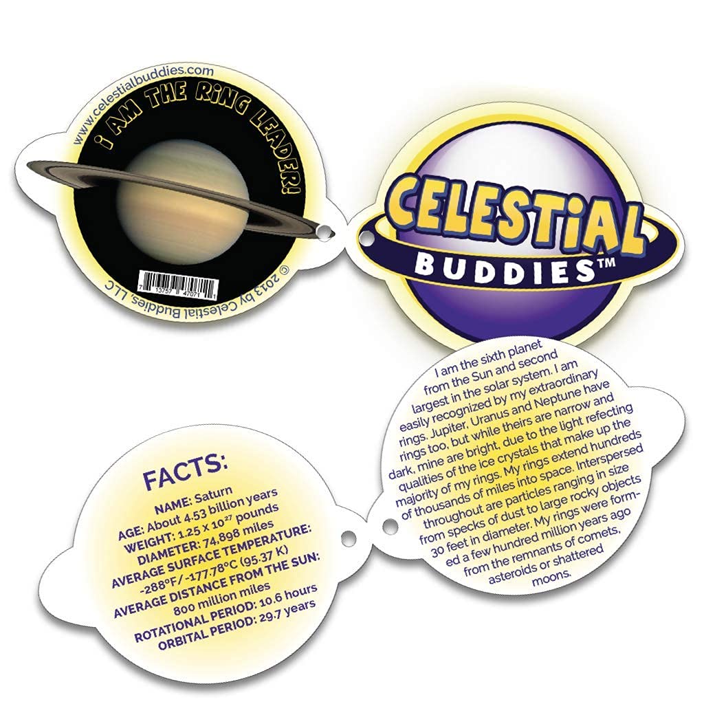 Celestial Buddies Saturn Buddy – 10-Inch Plush with Embroidered Features, STEM Learning Toy