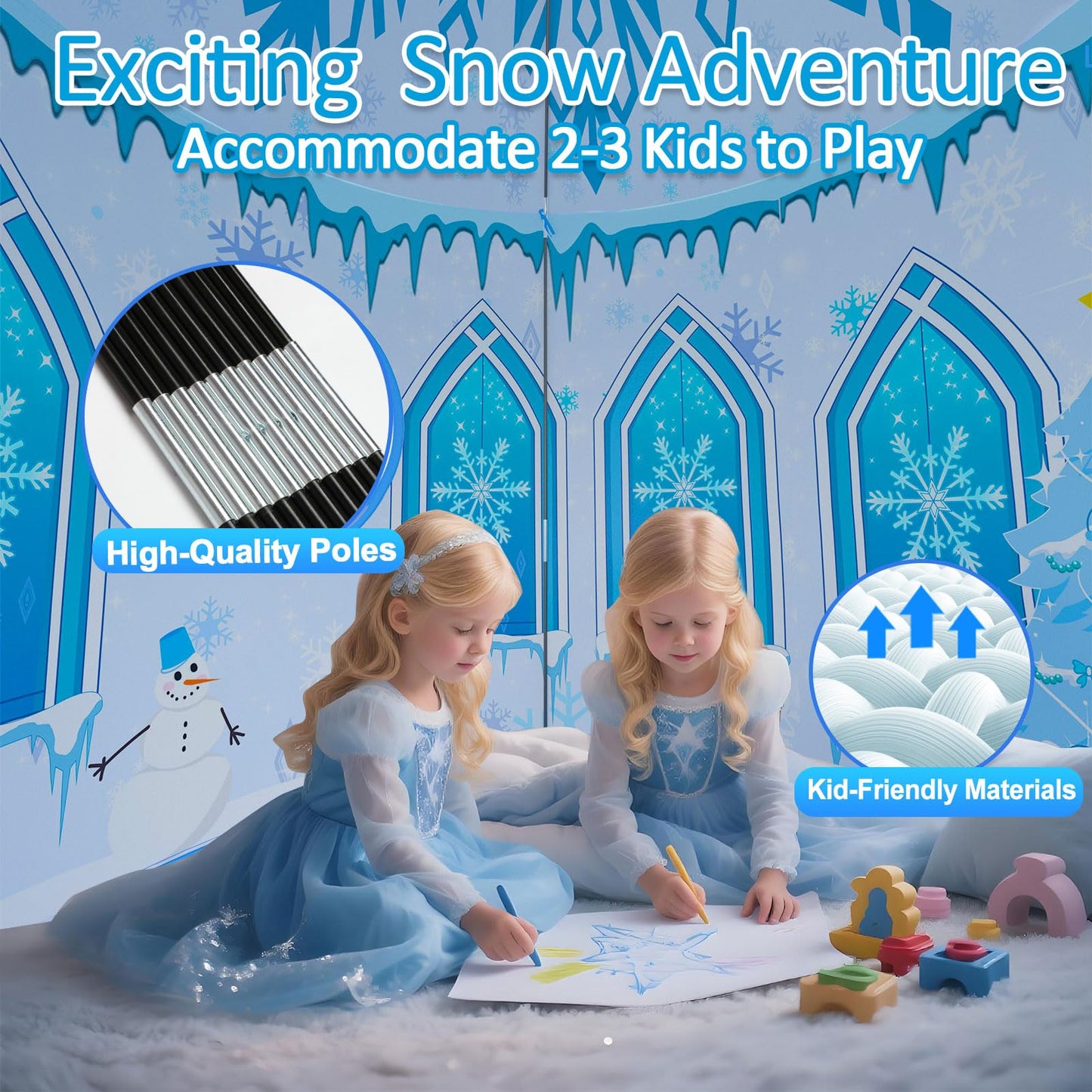 Celontry Girls Frozen Play Tent - Pop Up Blue Castle Playhouse for Kids | Indoor & Outdoor Toddler Toy Gift