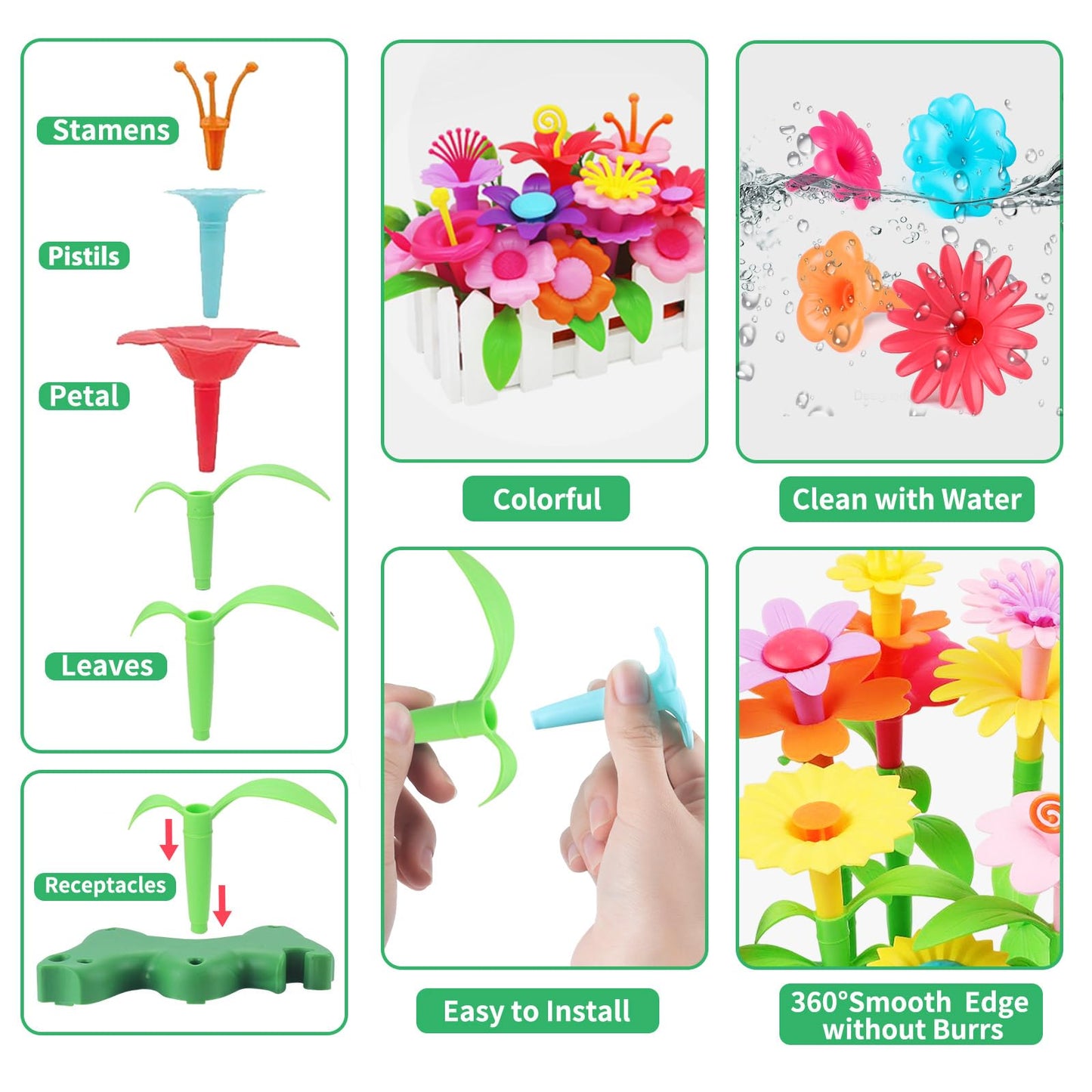 CENOVE Flower Garden Building Toy for Toddlers | STEM Educational Gift with Storage Box (Age 3+)