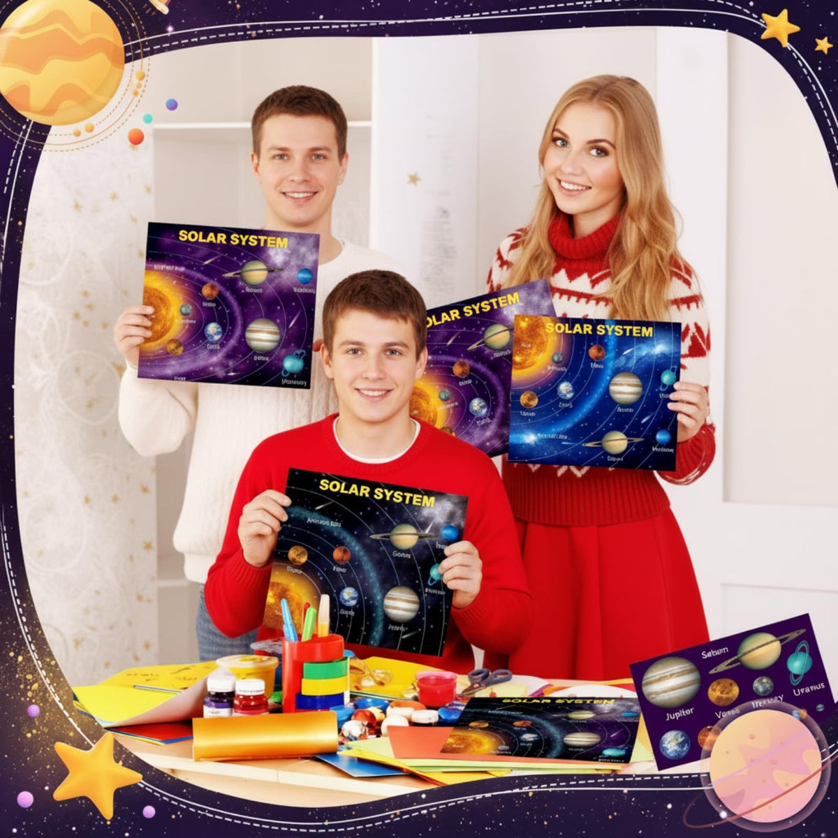 Censen 24-Set Planet Craft Kit: Waterproof Space Stickers for DIY Crafts, Rewards & Activities