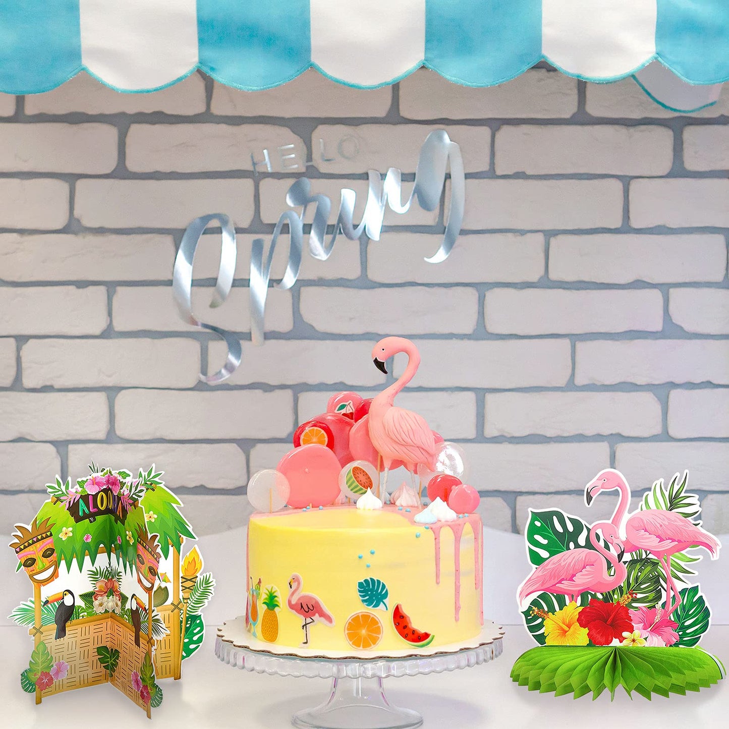 Censen 10 Pcs Hawaiian Luau Party Decorations | Tiki Honeycomb Centerpieces & Tropical Cards