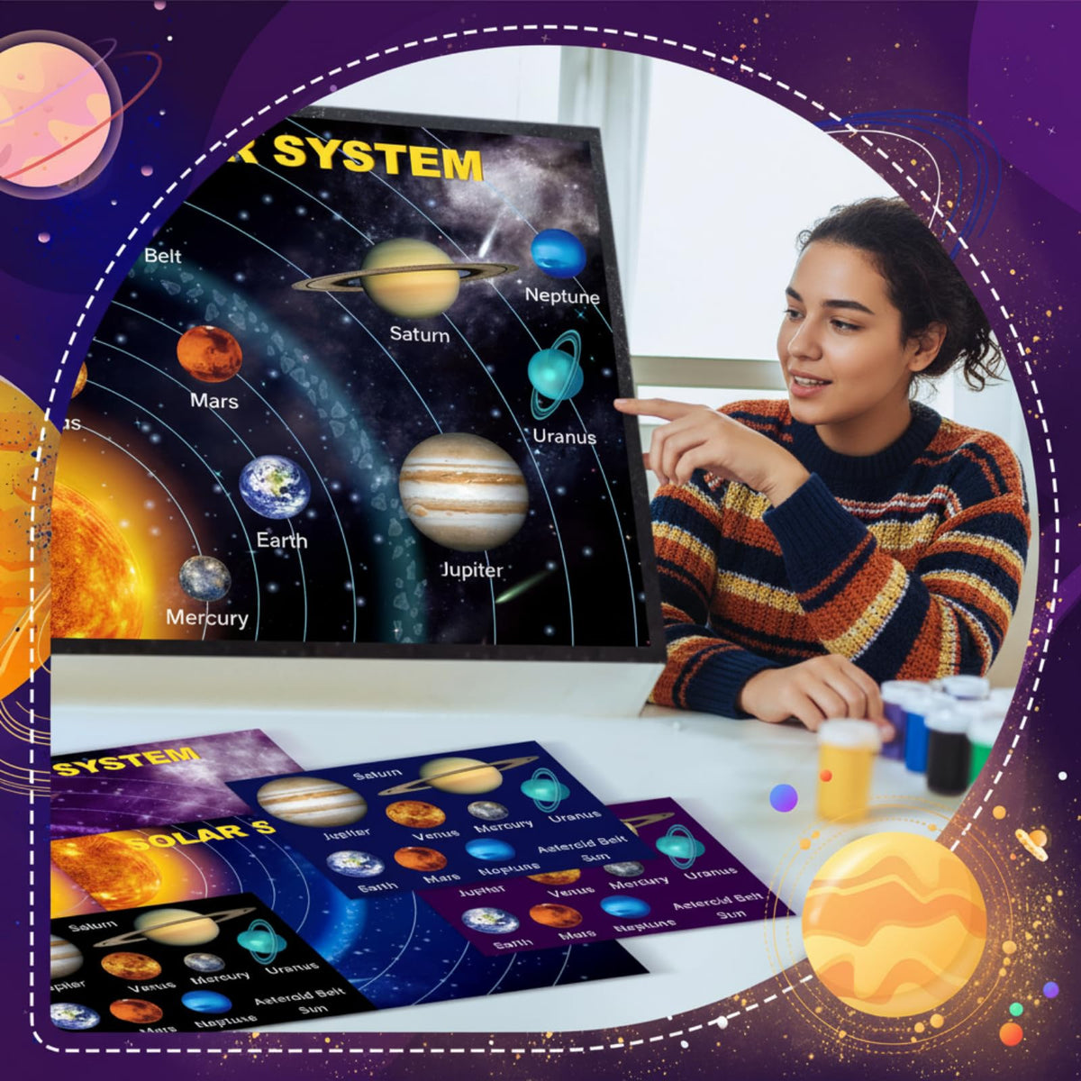 Censen 24-Set Planet Craft Kit: Waterproof Space Stickers for DIY Crafts, Rewards & Activities