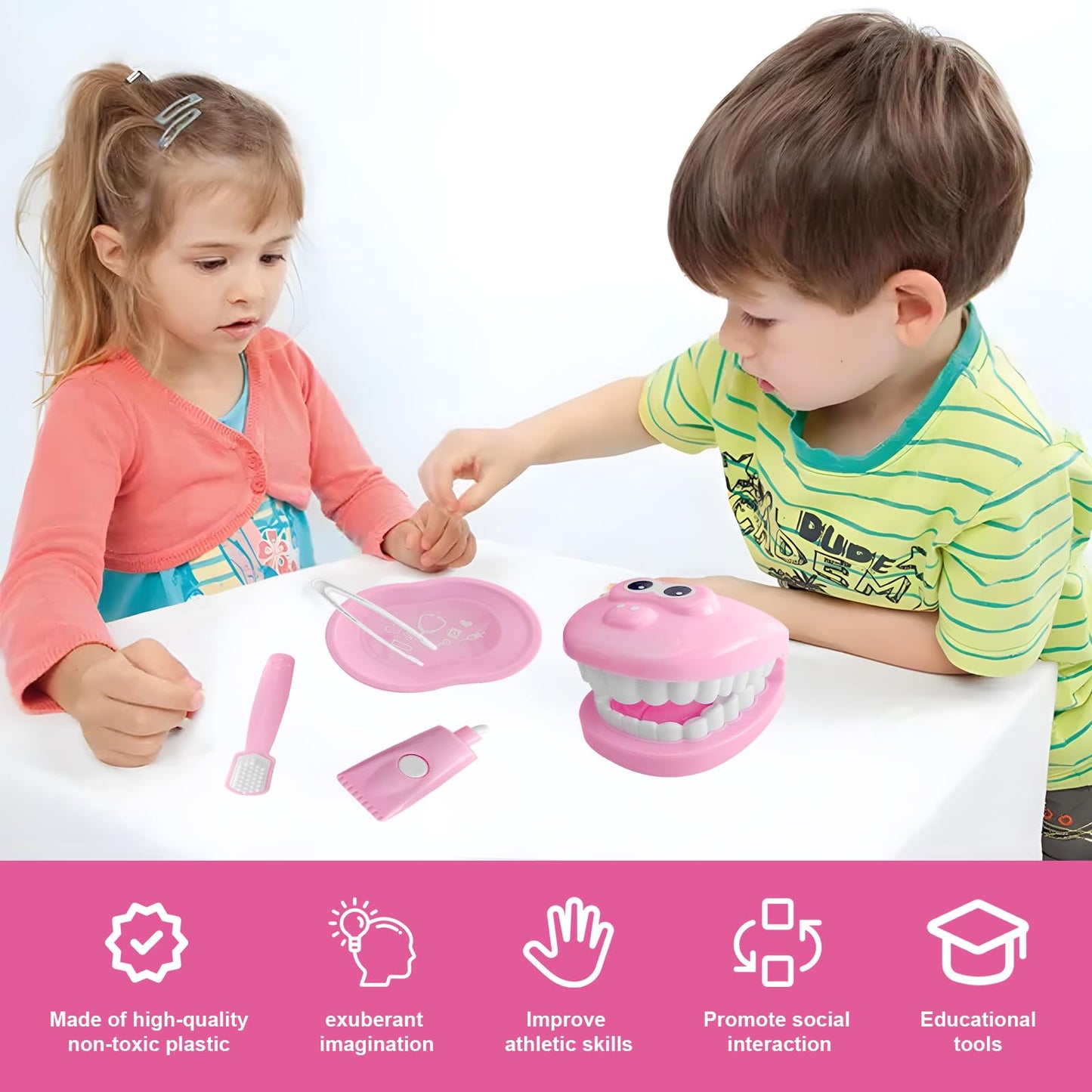 Ceonam 9-Piece Dental Pretend Play Set for Kids | Educational Dentist Kit