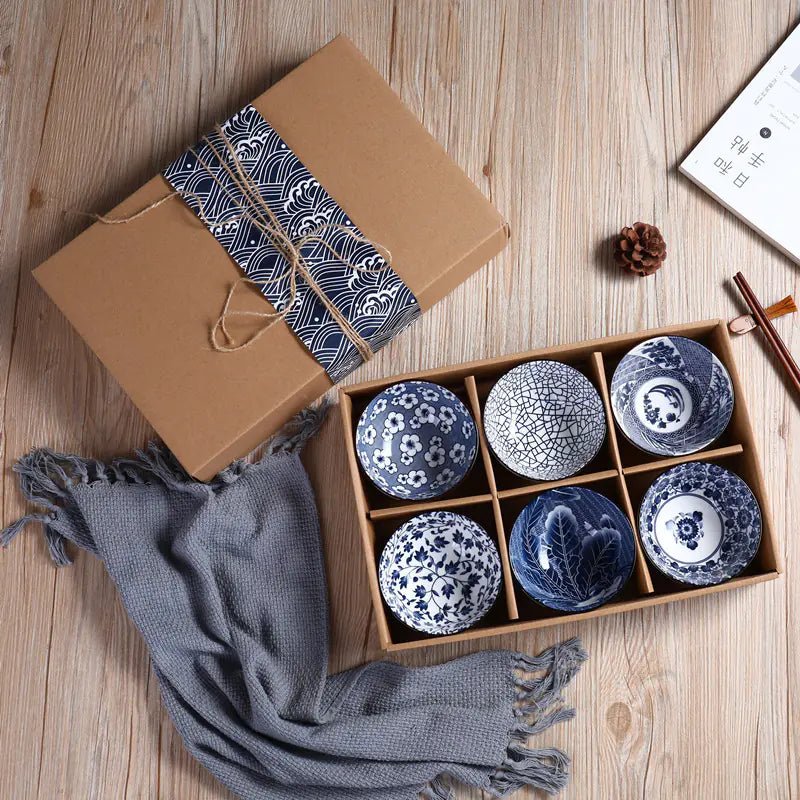 Ceramic Tableware Set - Blue and White Porcelain Bowls