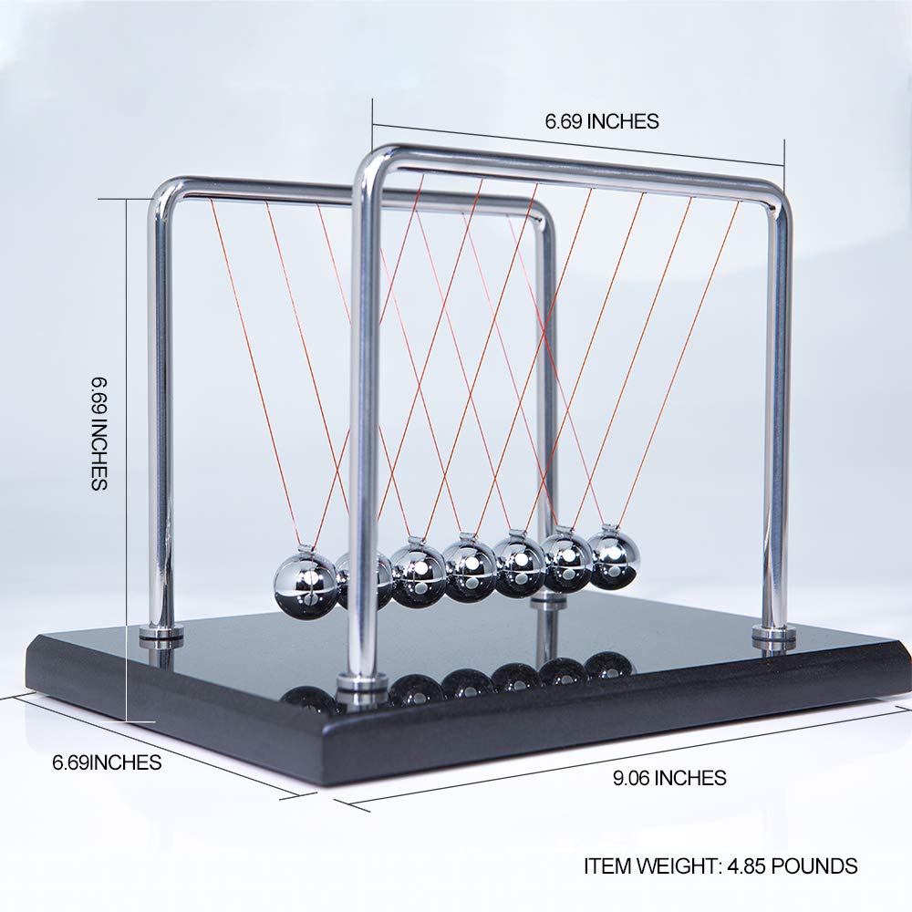 CERROPI Newton Cradle Balance Balls - 7-Ball Pendulum with Marble Base | Desk Toys