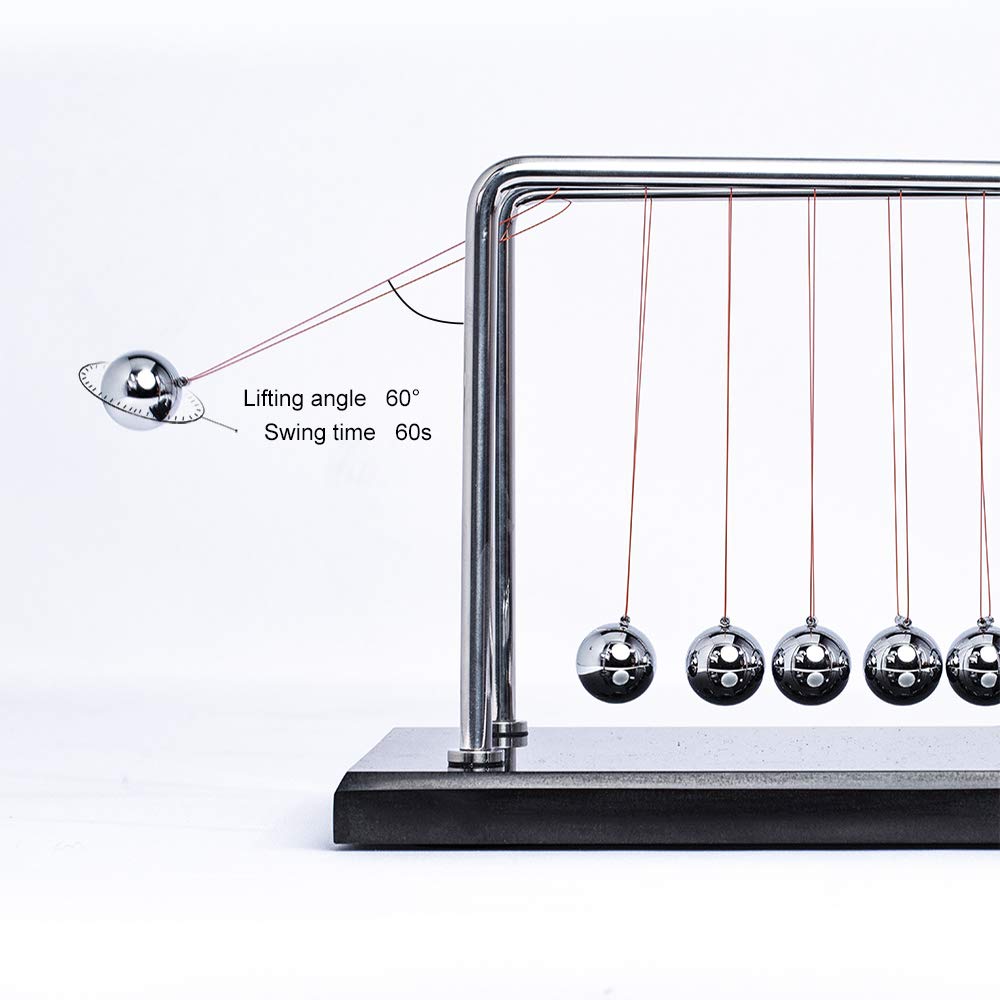 CERROPI Newton Cradle Balance Balls - 7-Ball Pendulum with Marble Base | Desk Toys